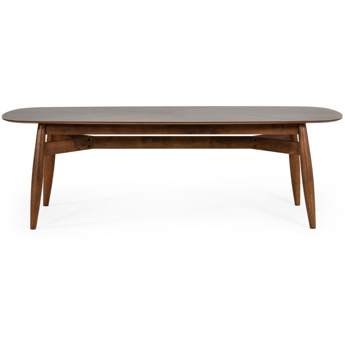 95 Walnut Rounded Rectangular Solid Wood Dining Table