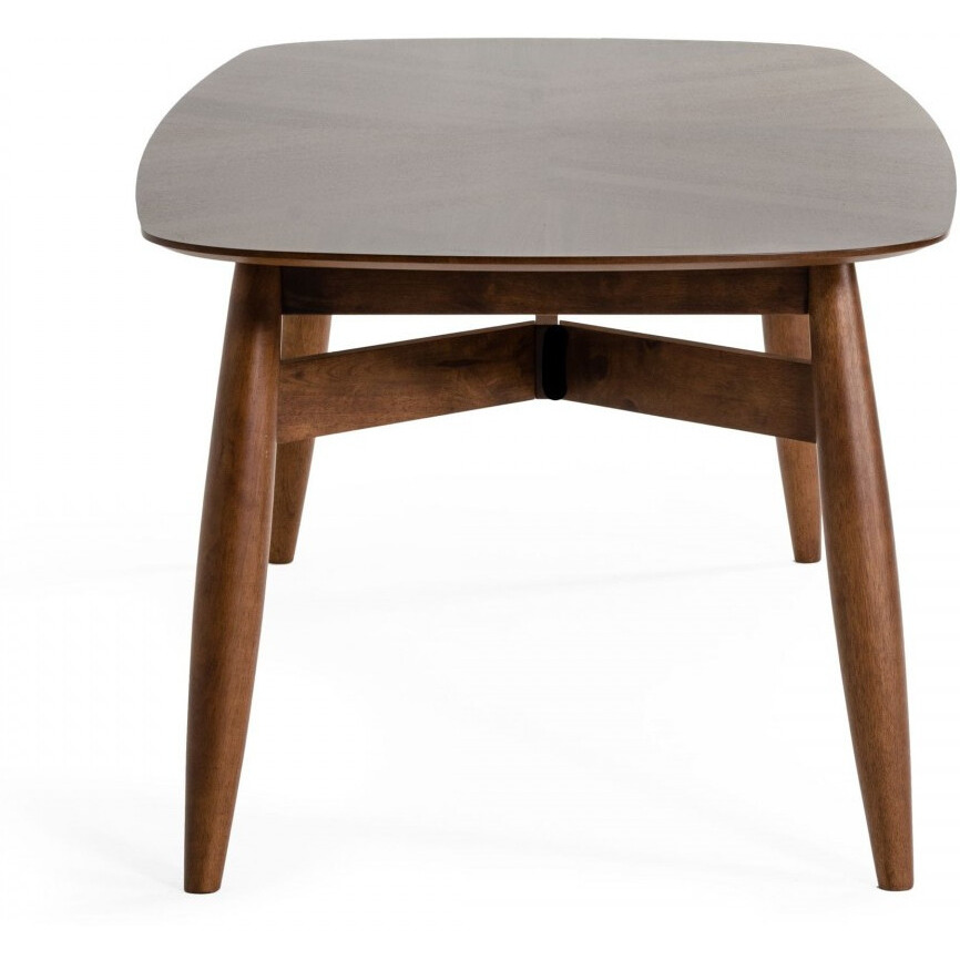 95 Walnut Rounded Rectangular Solid Wood Dining Table