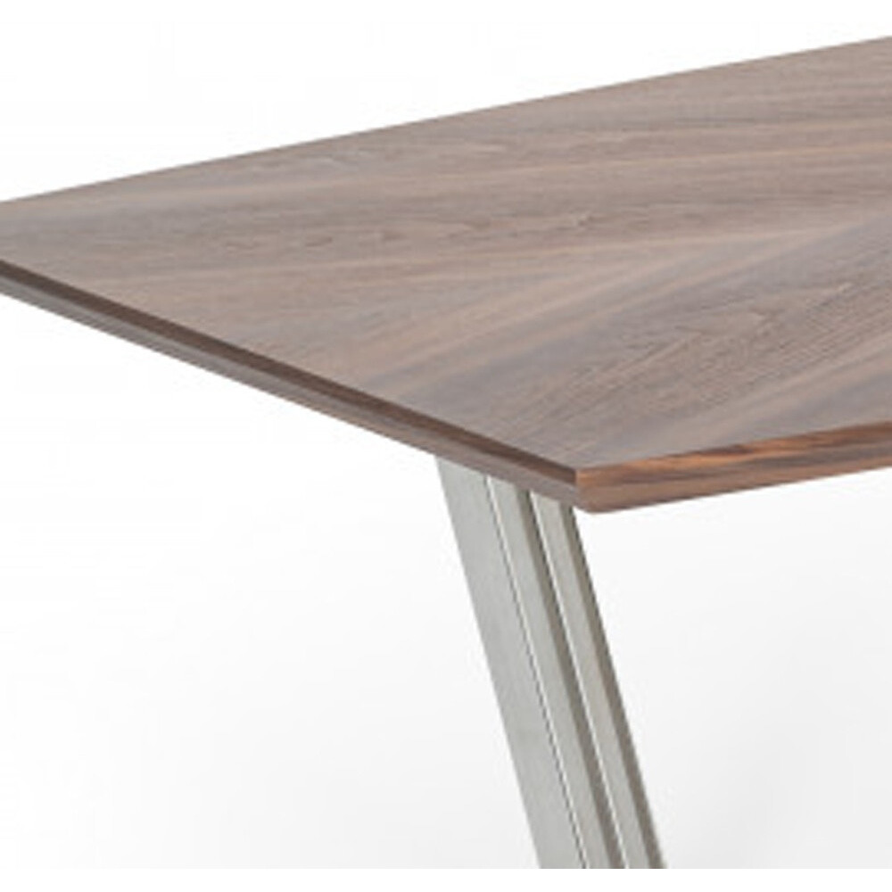 107 Walnut And Silver Rectangular Manufactured Wood And Iron Dining Table