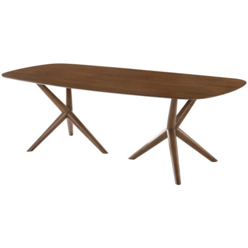 95 Walnut Rectangular Manufactured Wood And Solid Manufactured Wood Dining Table