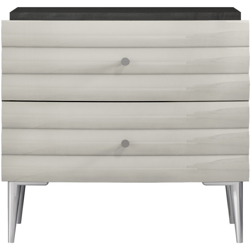 18 Dark Gray And Ivory Light Gray Two Drawer Nightstand