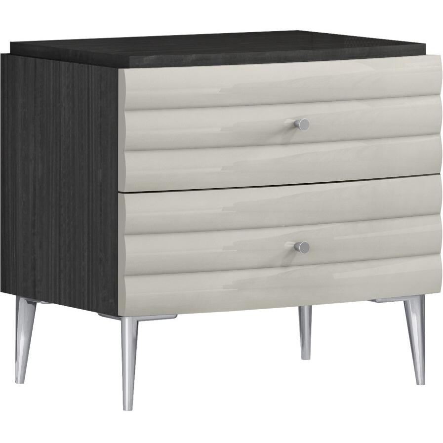 18 Dark Gray And Ivory Light Gray Two Drawer Nightstand