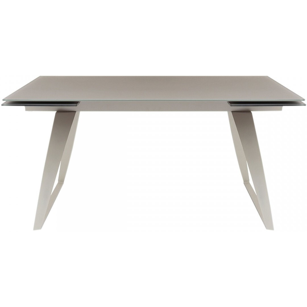 94 Grey Rectangular Glass And Metal Self-Storing Leaf Dining Table