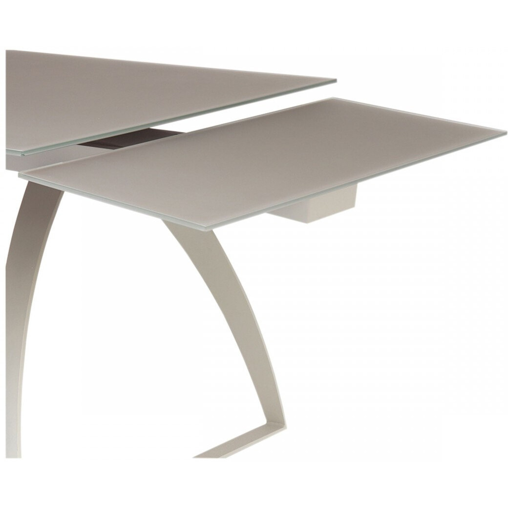 94 Grey Rectangular Glass And Metal Self-Storing Leaf Dining Table