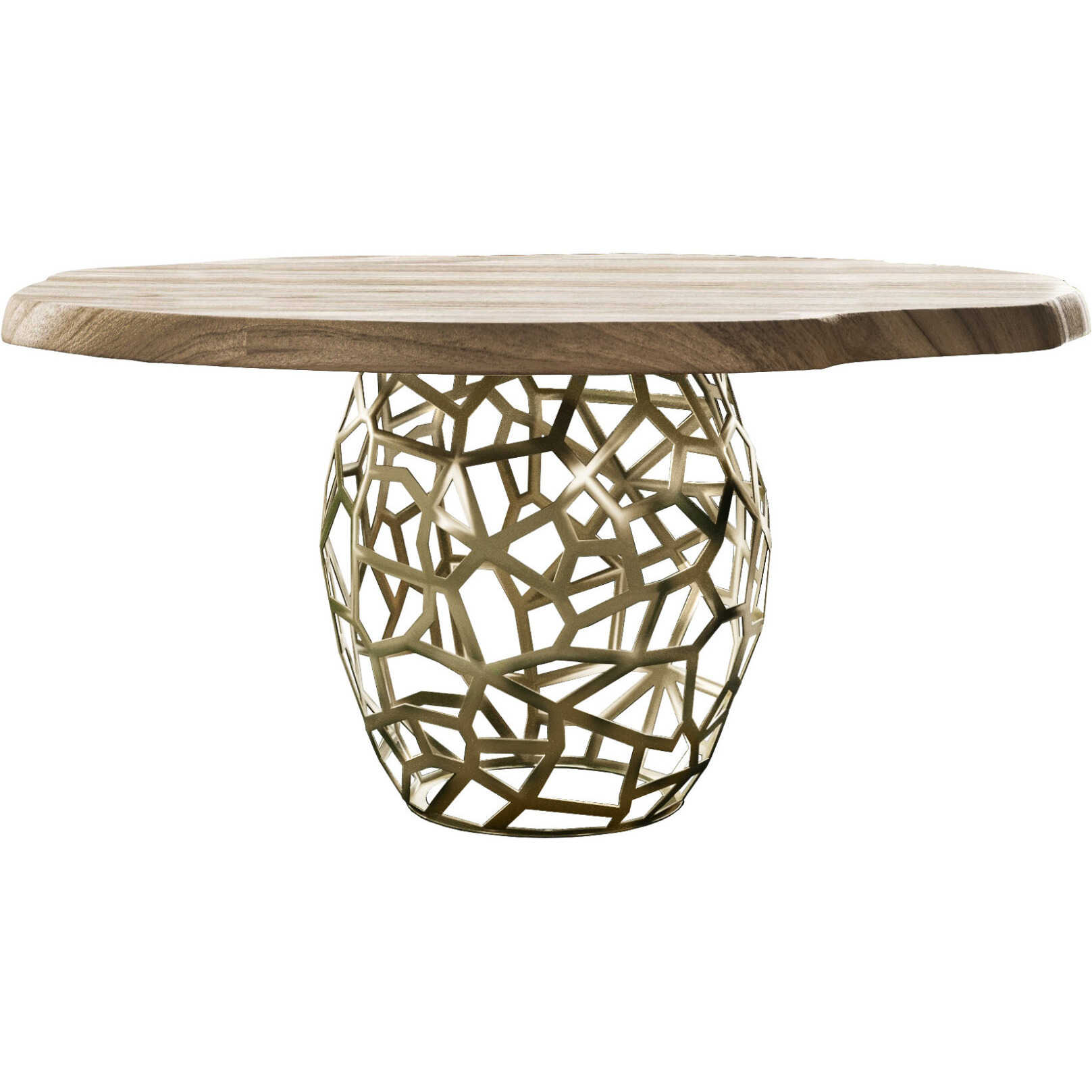 47 Acacia Live Edge Rounded Solid Wood And Brass Dining Table
