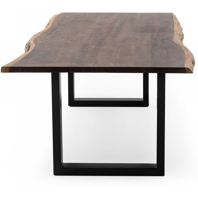 102 Acacia And Black Rectangular Solid Wood And Metal Dining Table