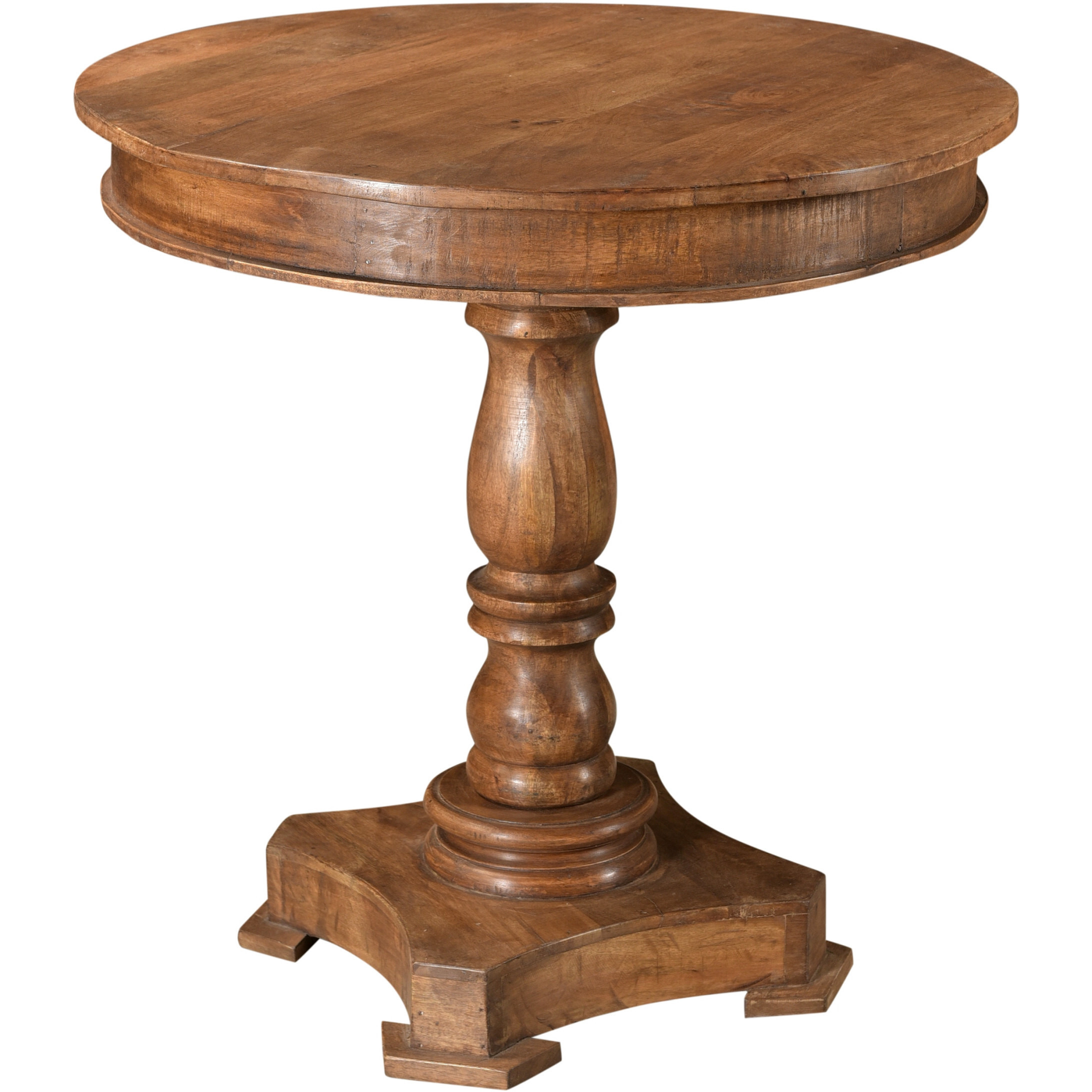 30 Natural Brown Solid Wood Round Pedestal Bistro Dining Table