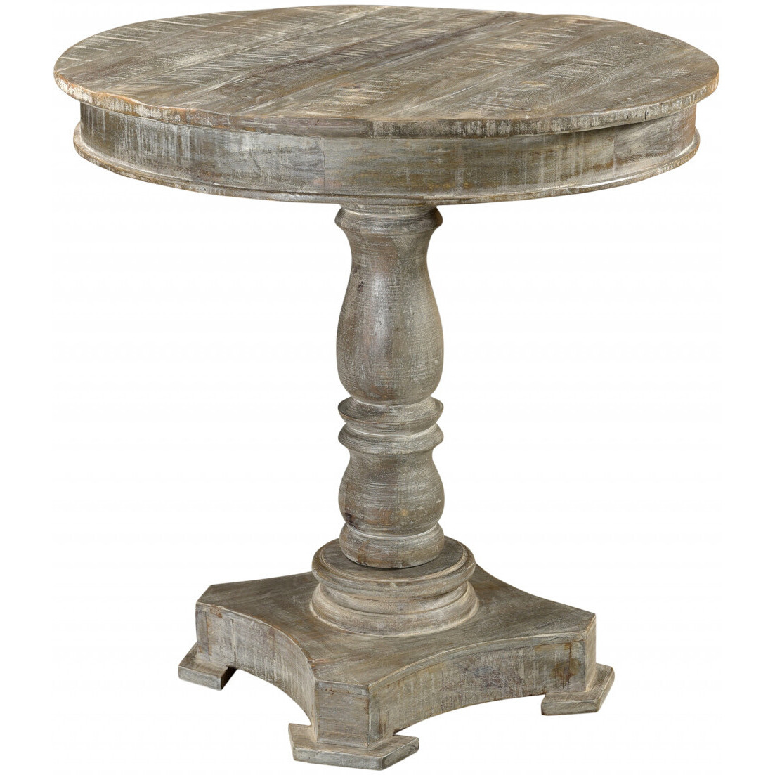 30 Gray Wash Rustic Solid Wood Round Bistro Dining Table