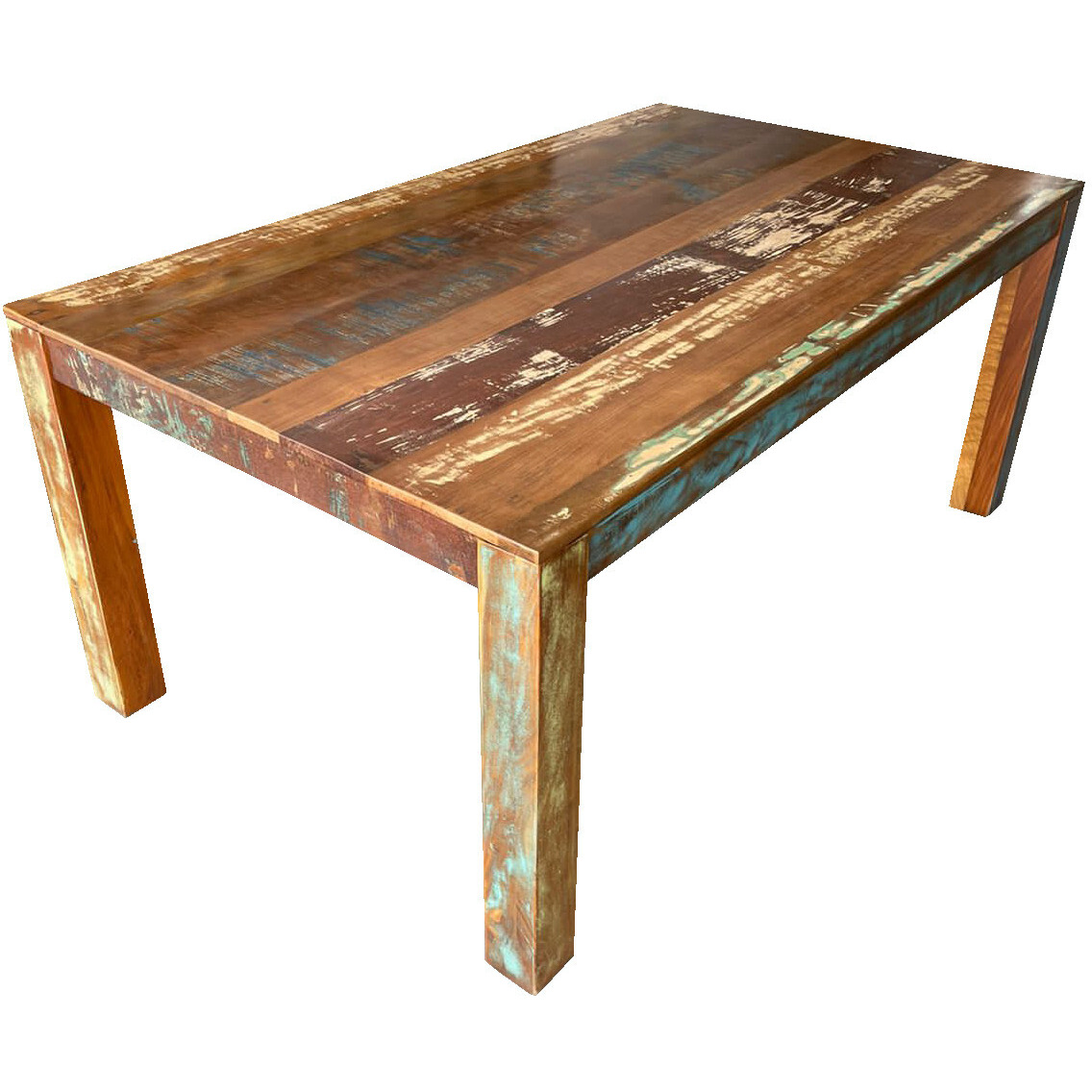 72 Brown And Patina Distressed Solid Wood Rectangular Dining Table