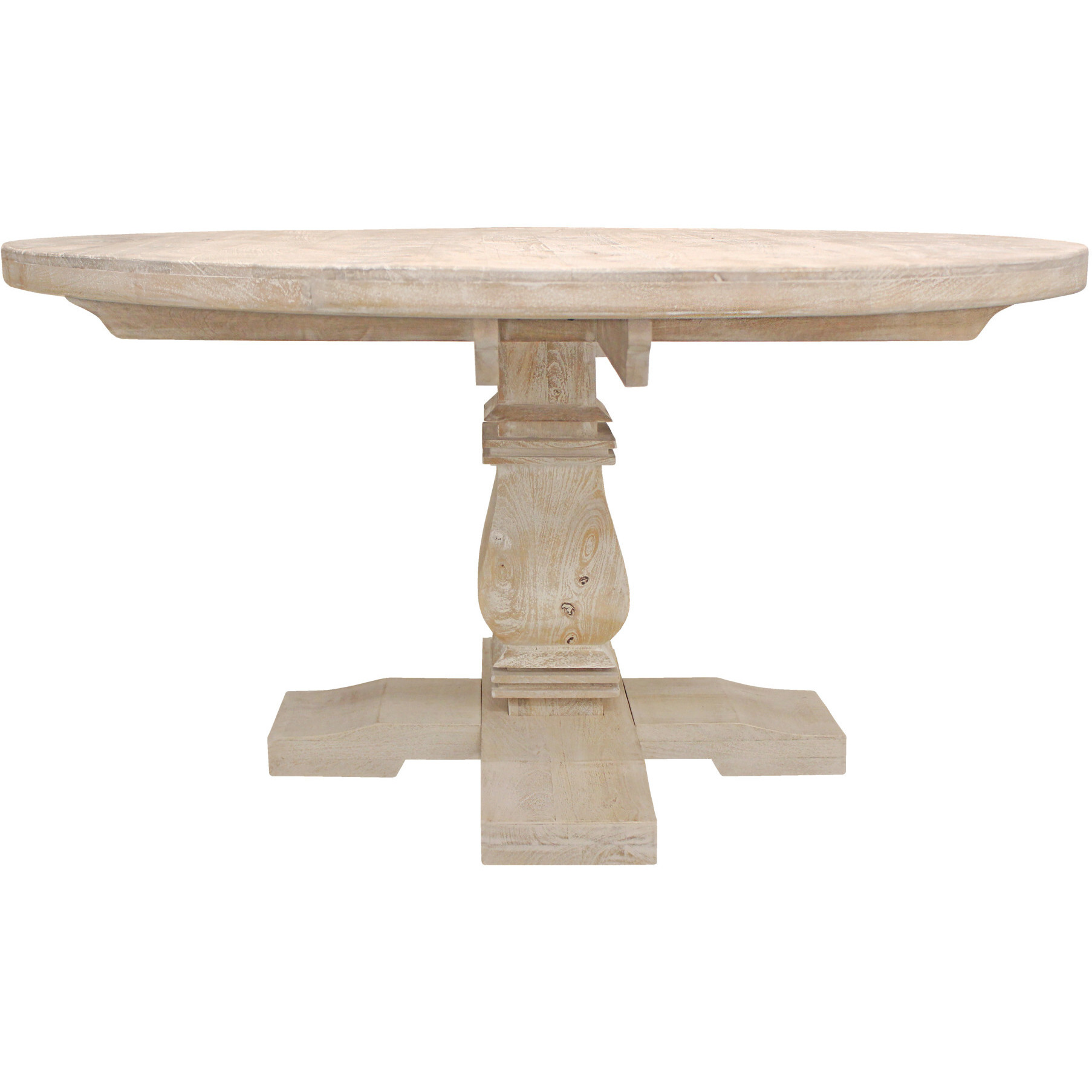 58 Light Brown Rounded Solid Wood Dining Table