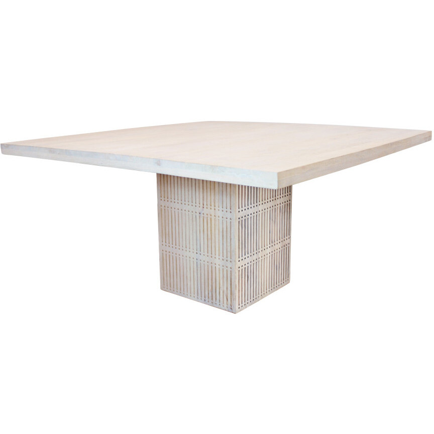 60 Ivory Square Solid Wood Pedestal Base Dining Table