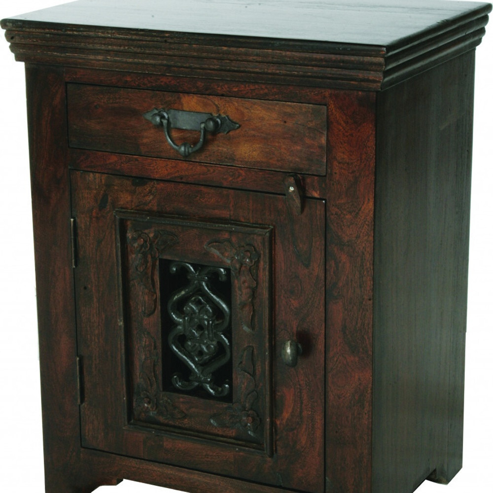 30 Dark Brown One Drawer Nightstand