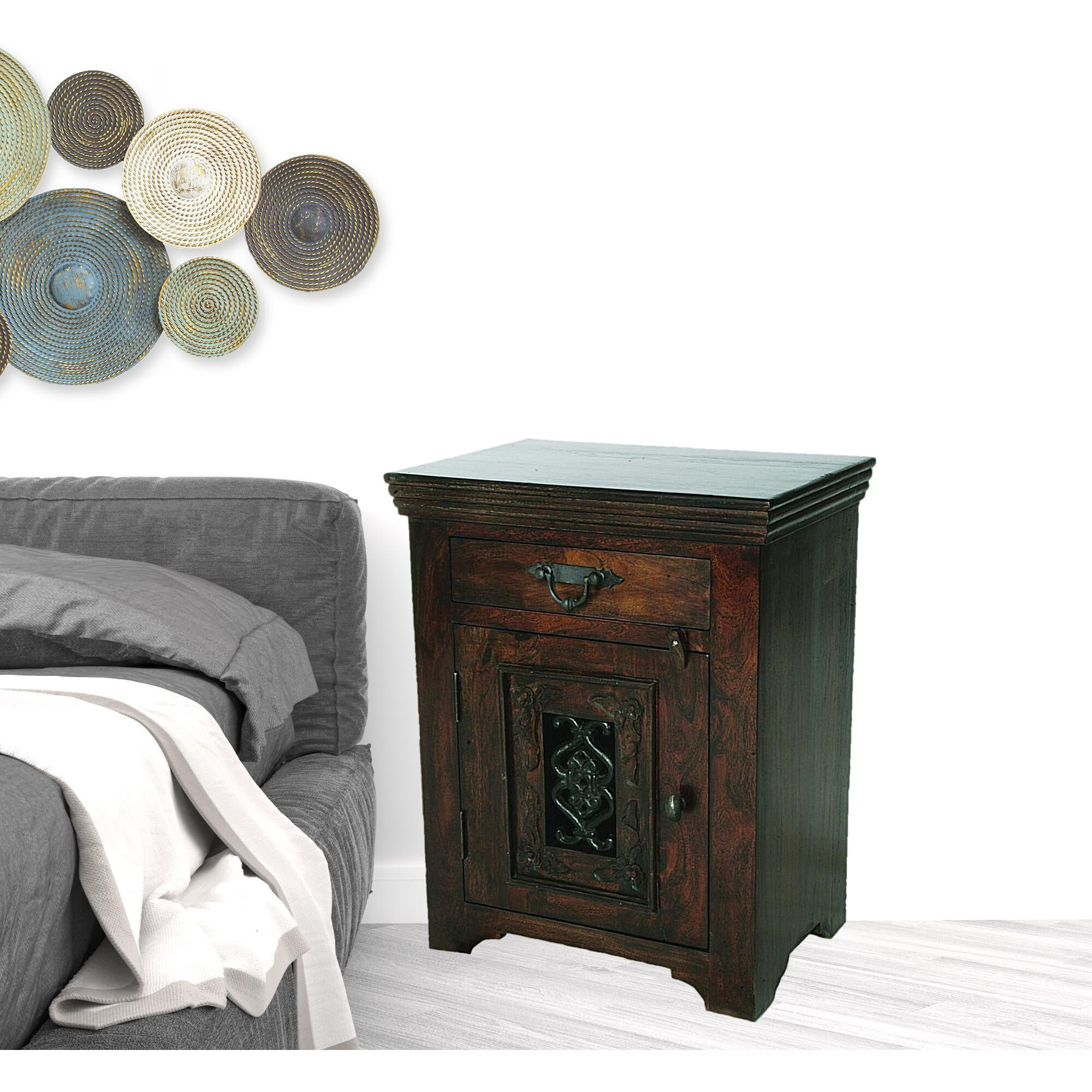 30 Dark Brown One Drawer Nightstand