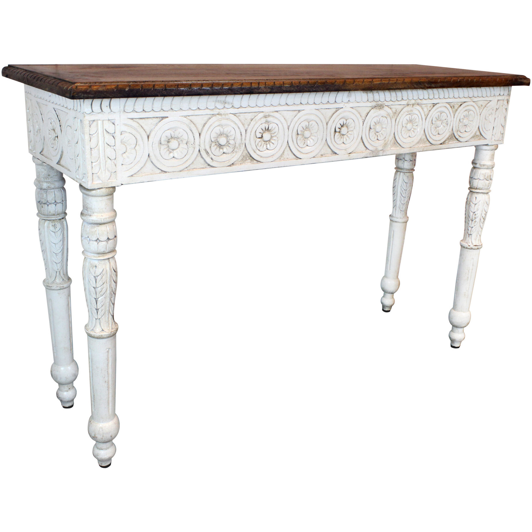 48 Natural And White Solid Wood Distressed Console Table