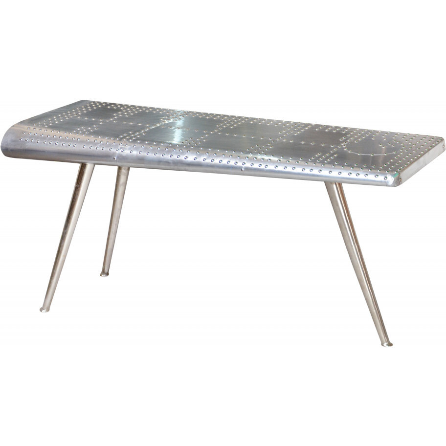 56 Silver Aluminum Three Leg Console Table