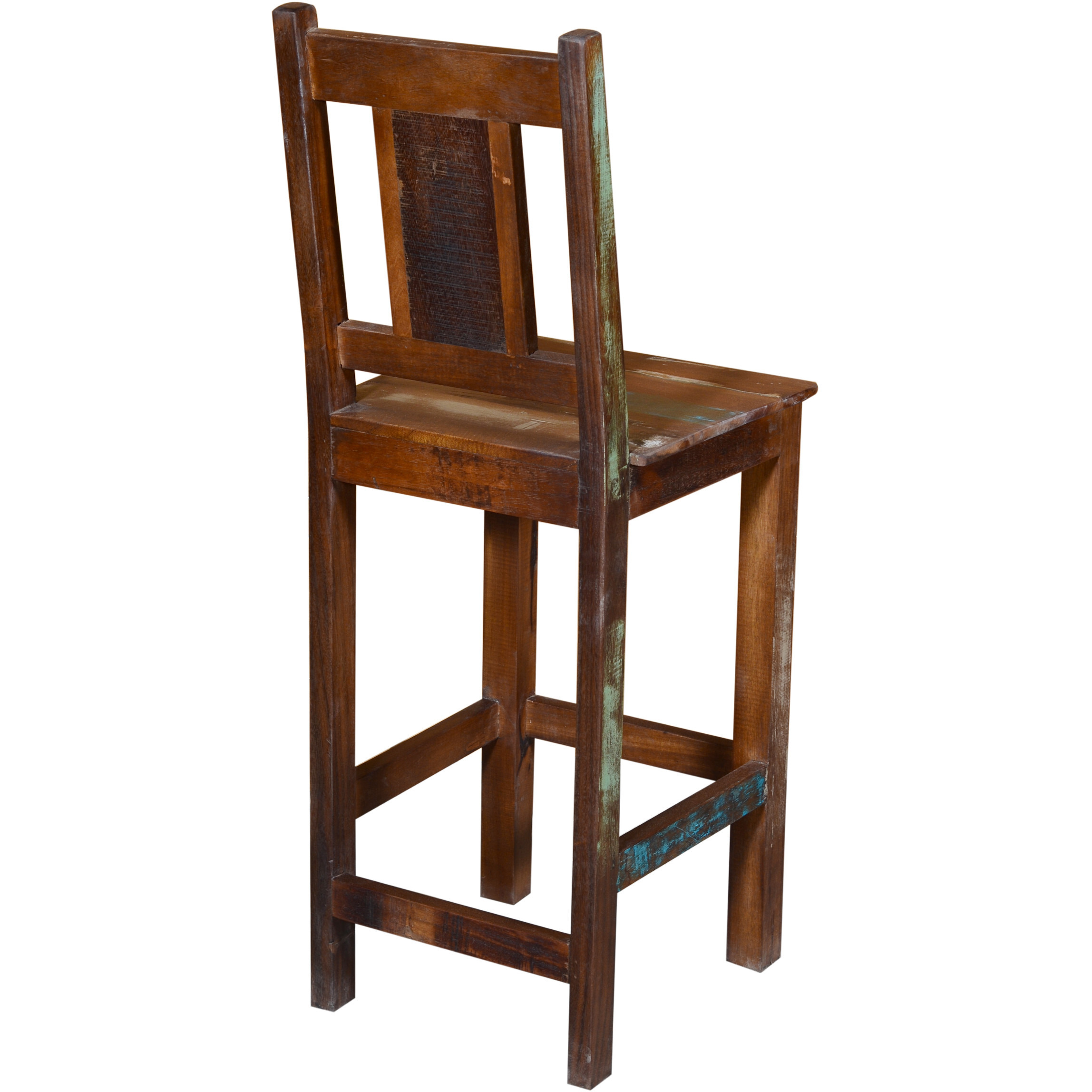 48 Brown And Rustic Patina Reclaimed Wood Bar Height Chair
