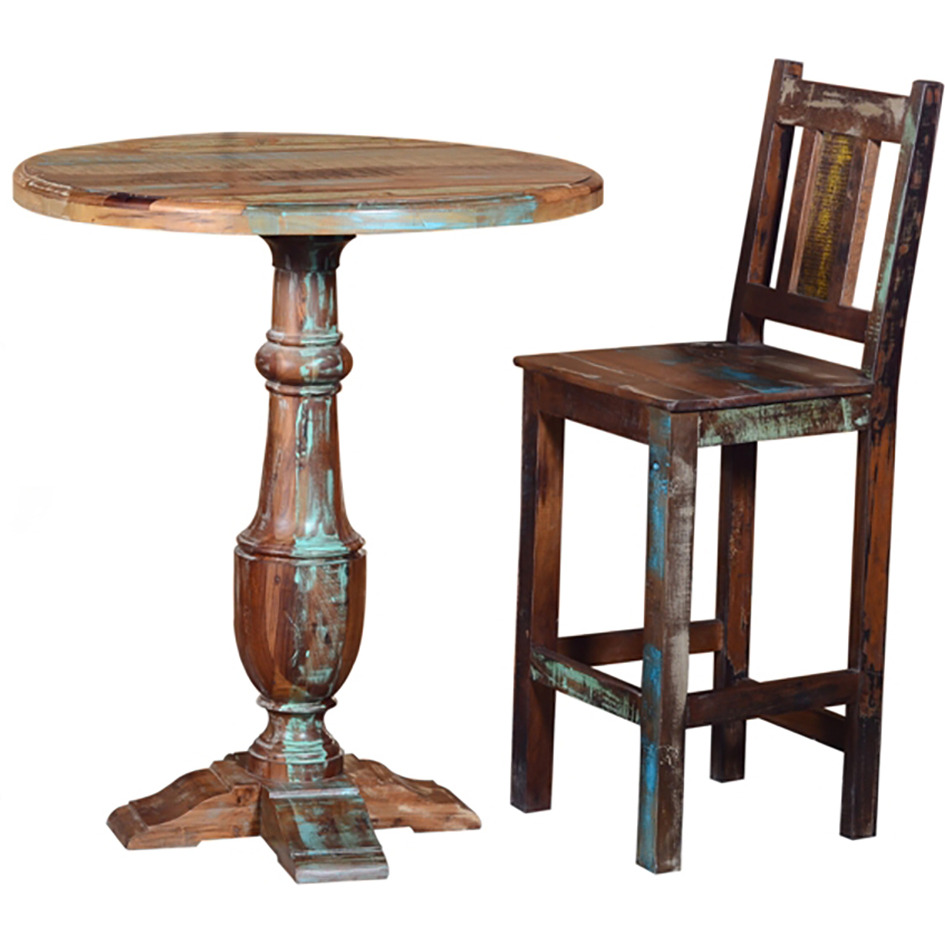 48 Brown And Rustic Patina Reclaimed Wood Bar Height Chair