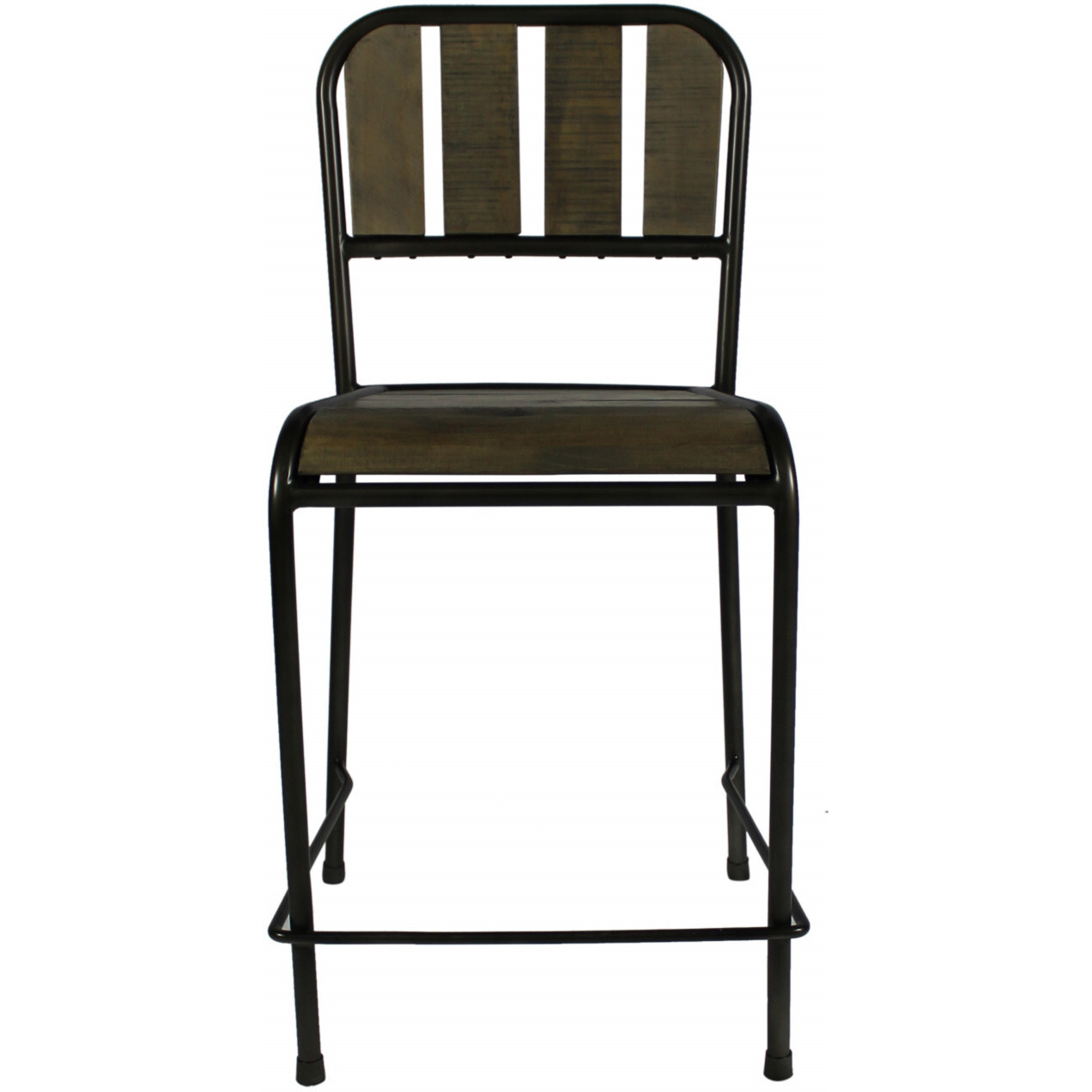 37 Brown And Black Retro Reclaimed Wood And Metal Counter Height Bar Chair
