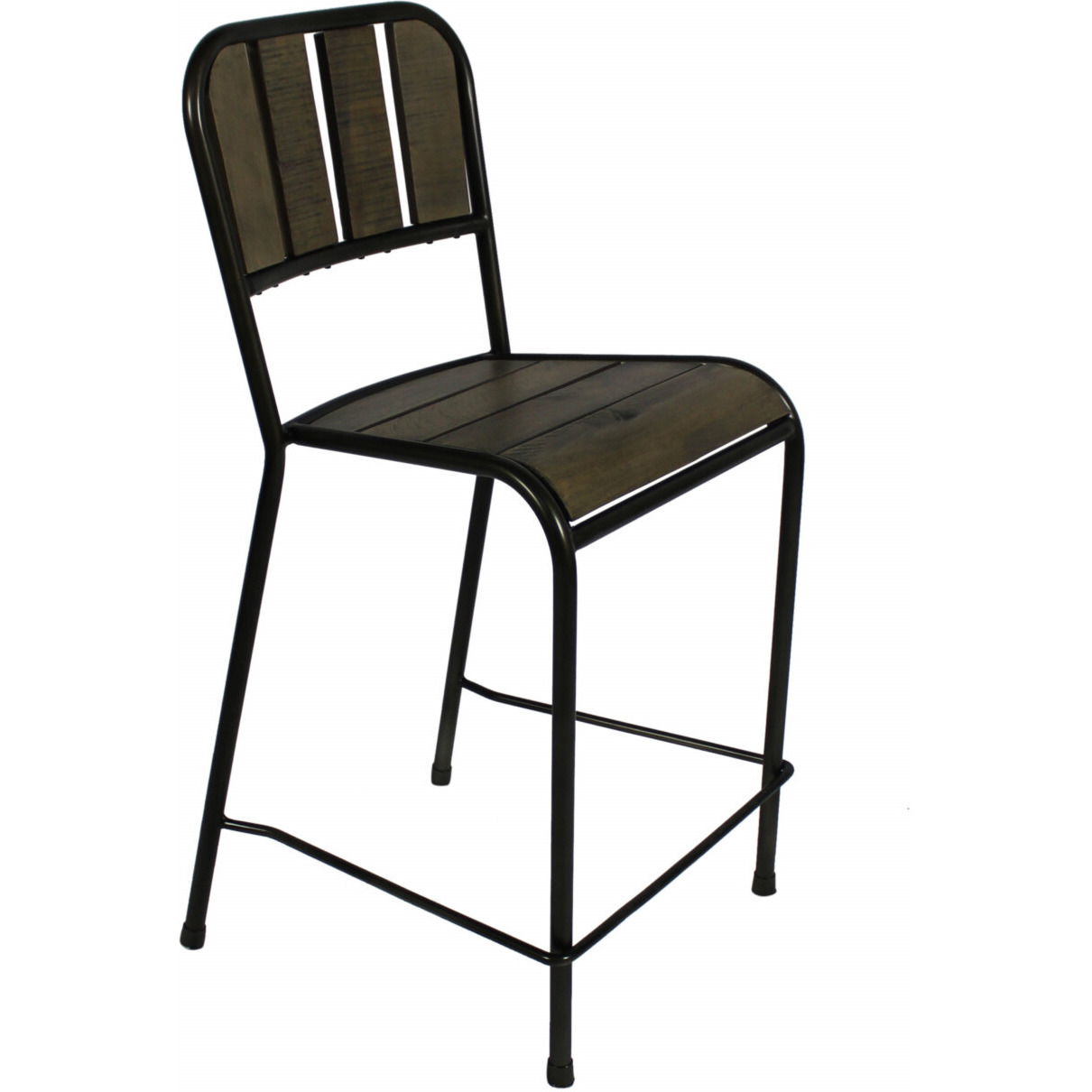 37 Brown And Black Retro Reclaimed Wood And Metal Counter Height Bar Chair