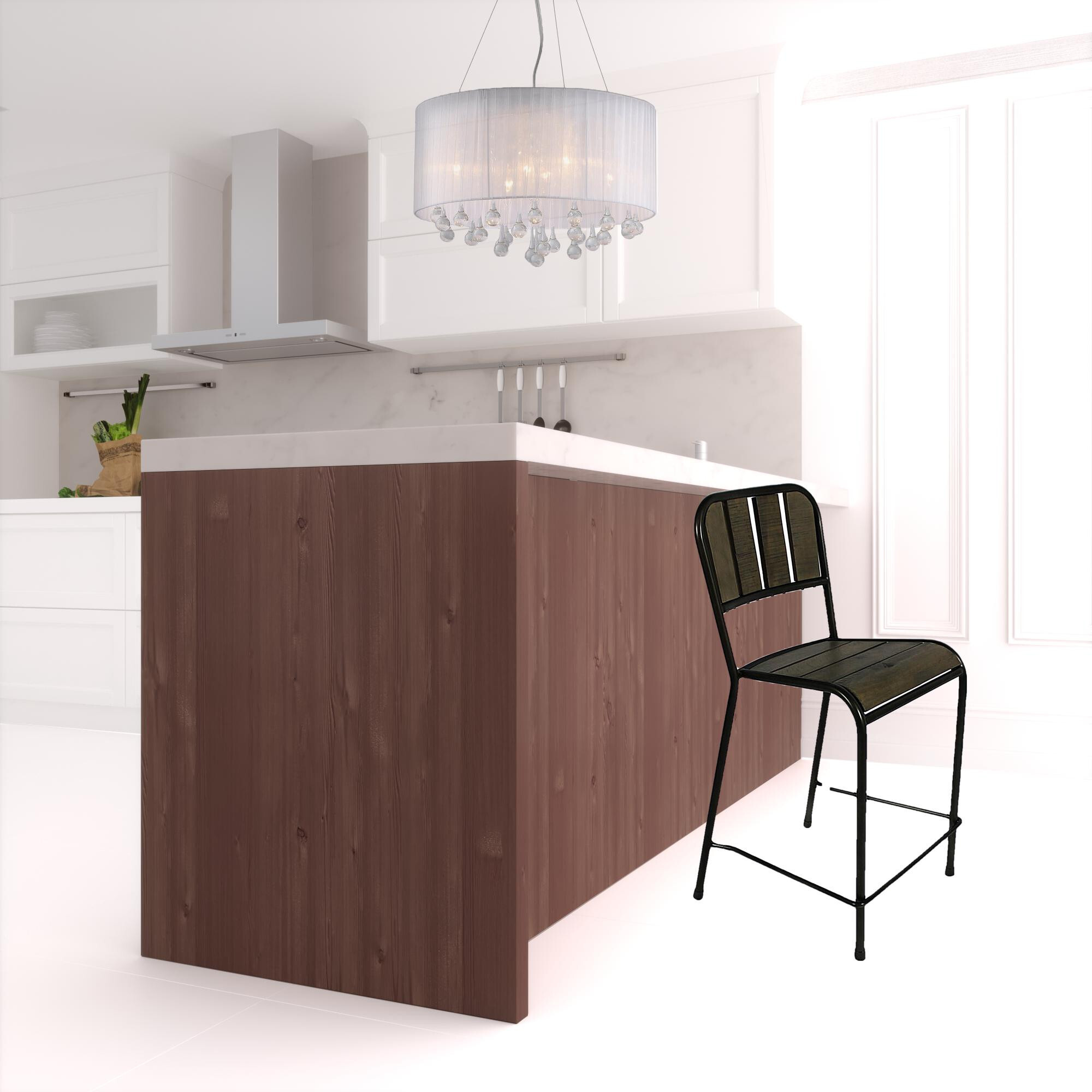 37 Brown And Black Retro Reclaimed Wood And Metal Counter Height Bar Chair