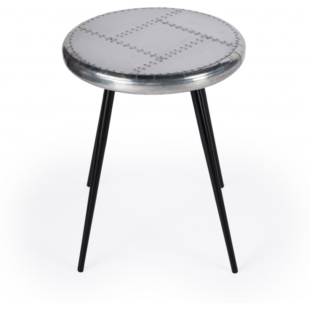 23 Aluminum And Manufactured Wood Aviator Round End Table