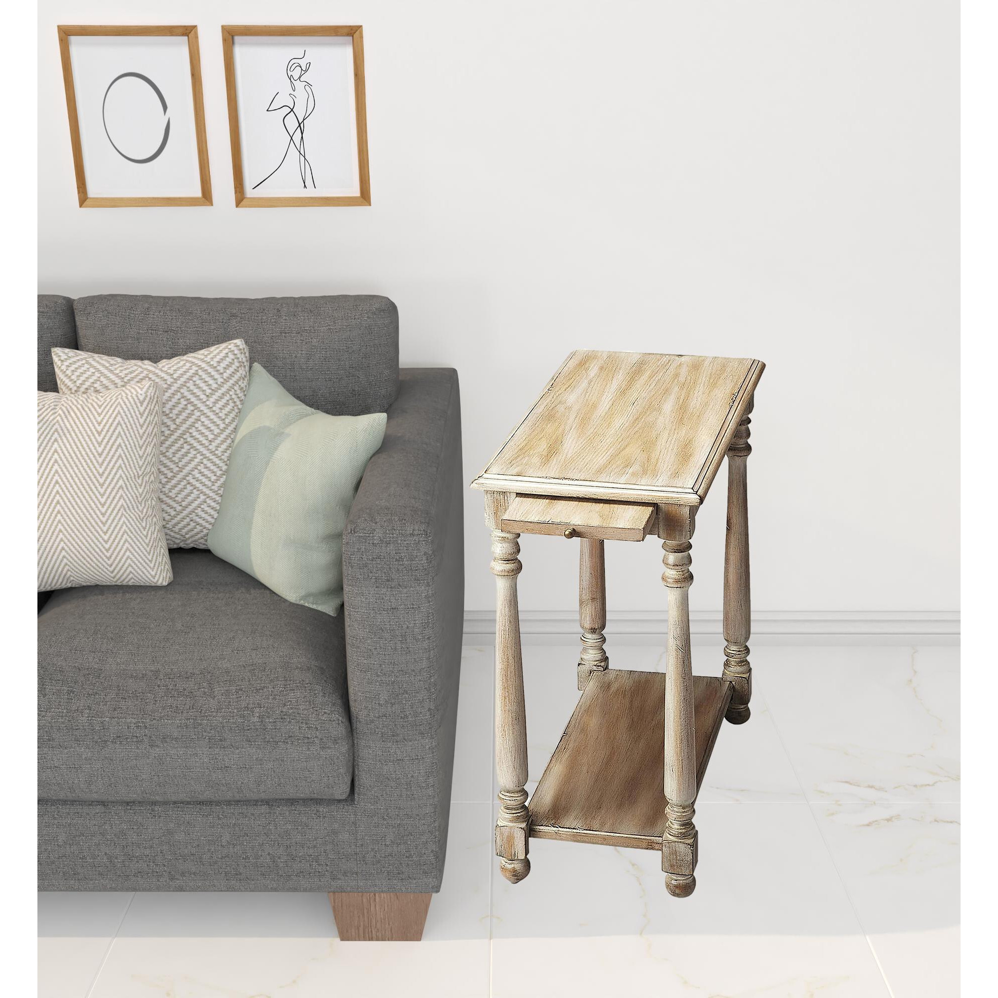 24 Gray Manufactured Wood Rectangular End Table With Shelf