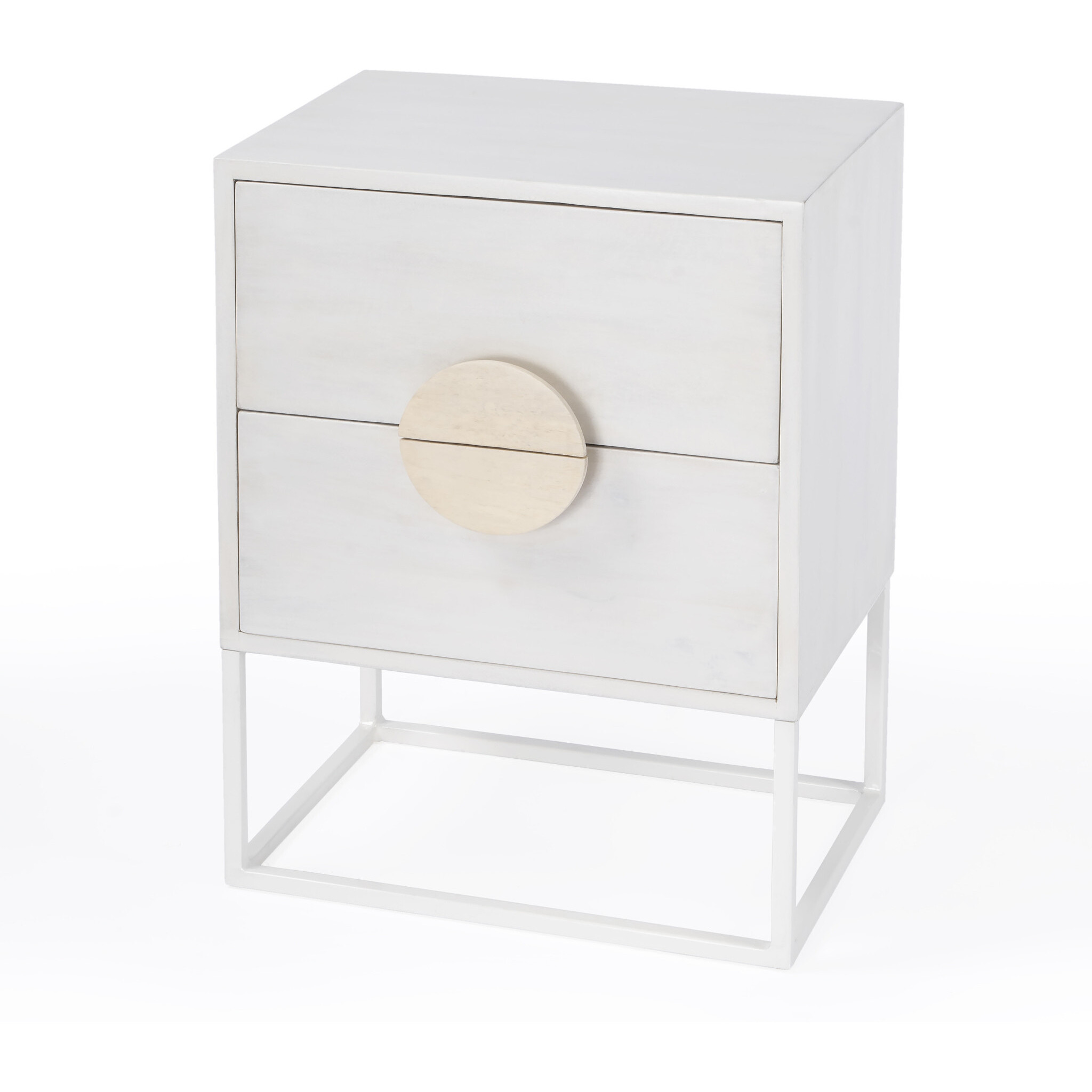 24 Off White Two Drawer Nightstand