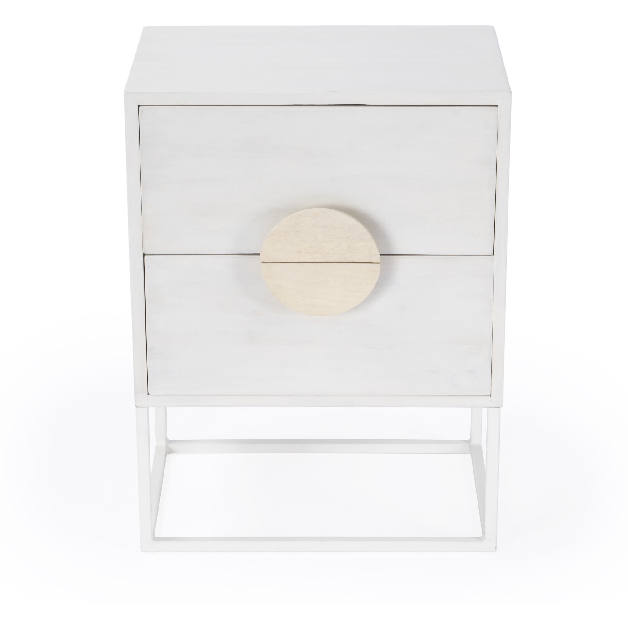 24 Off White Two Drawer Nightstand