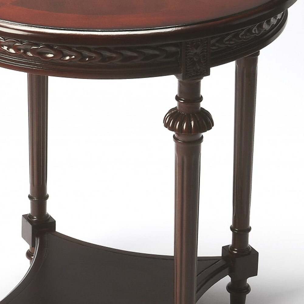 27 Dark Brown Manufactured Wood Round End Table With Shelf