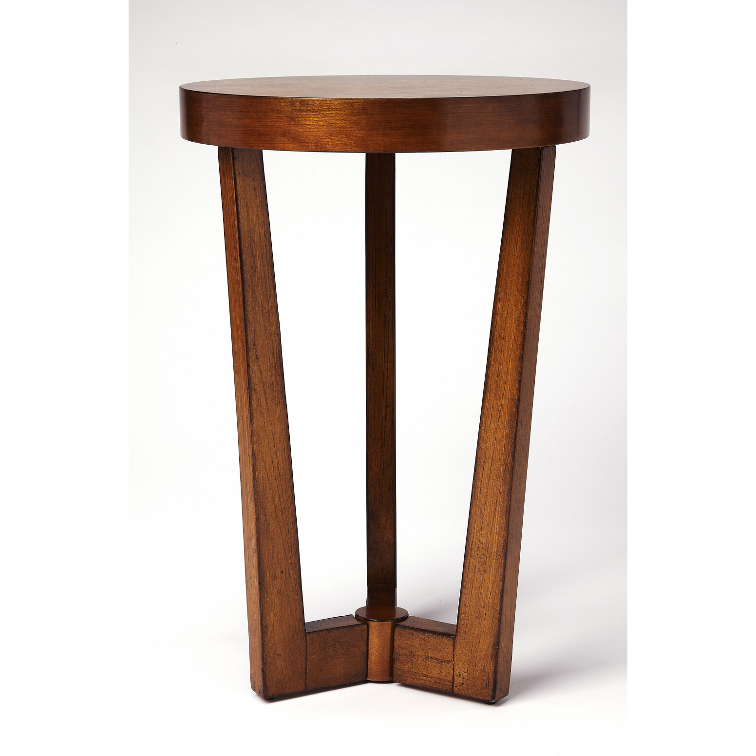 24 Medium Brown Burl Veneer Round End Table