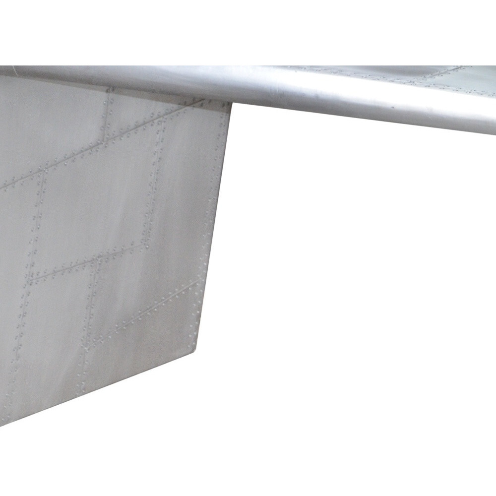 60 Silver Aluminum Writing Desk With Five Drawers