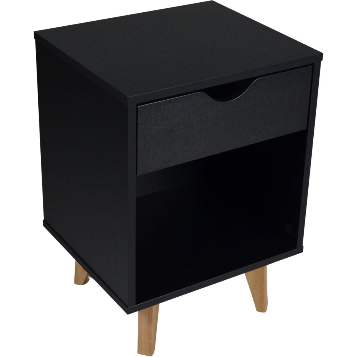22 Black One Drawer Nightstand