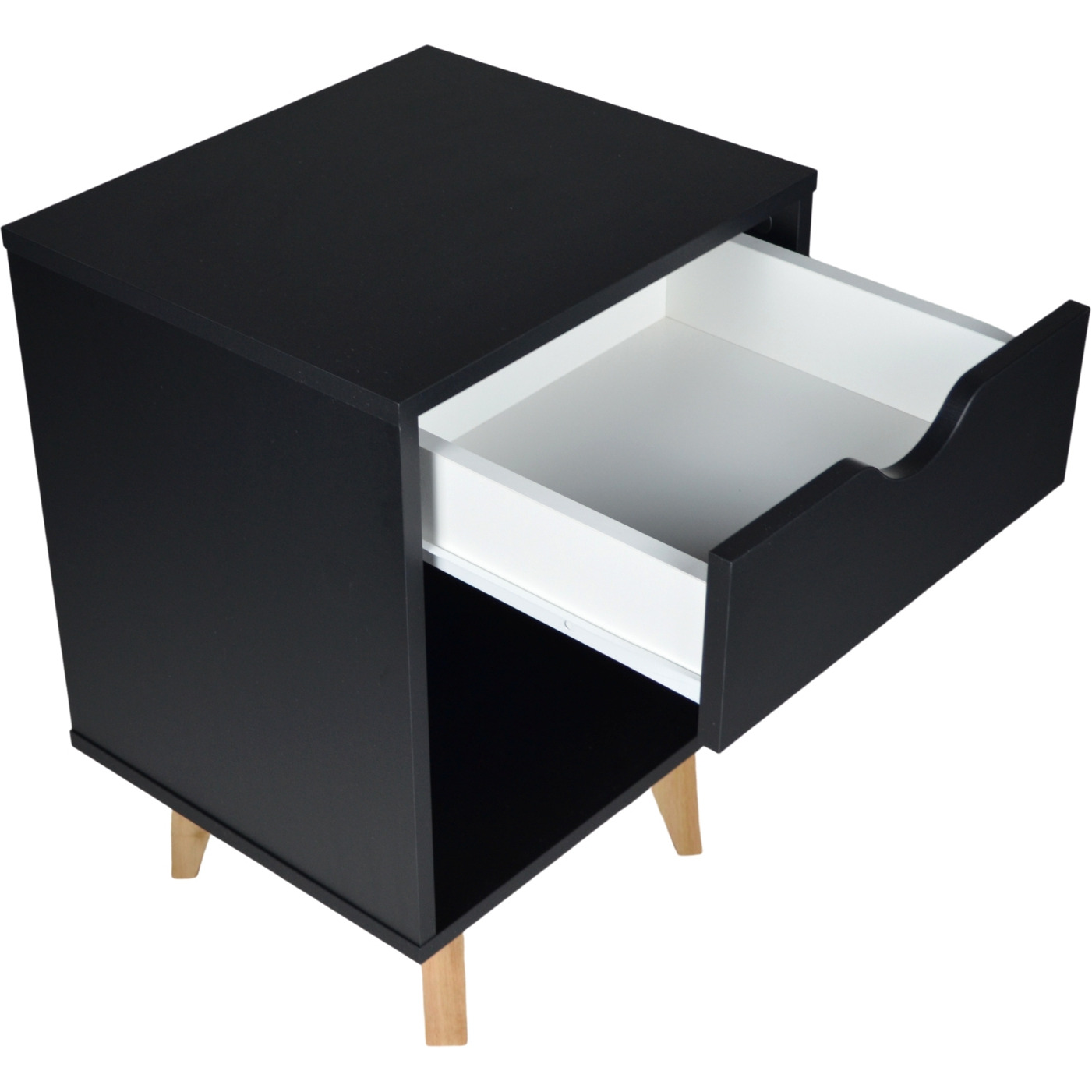 22 Black One Drawer Nightstand
