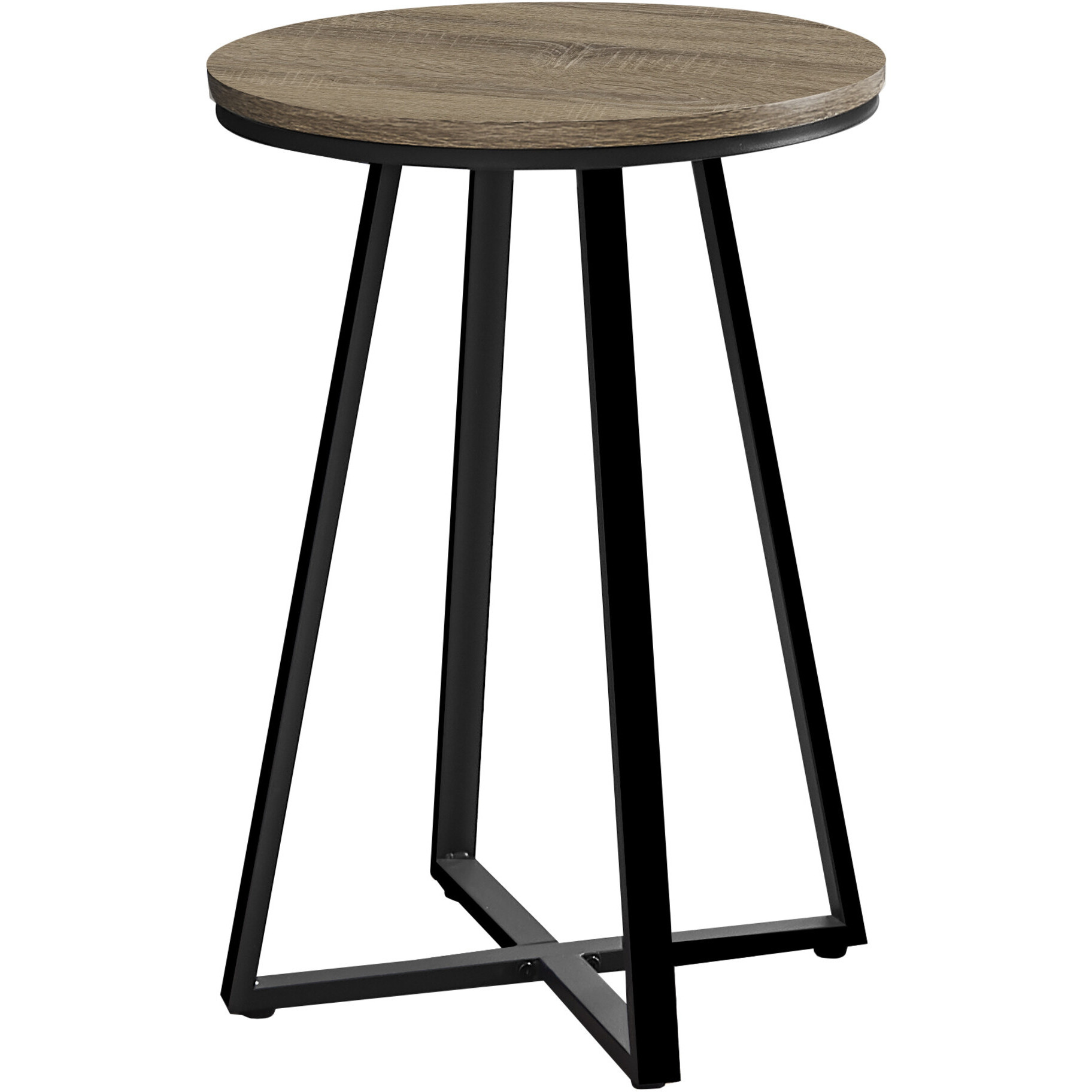 22 Black And Dark Taupe Round End Table
