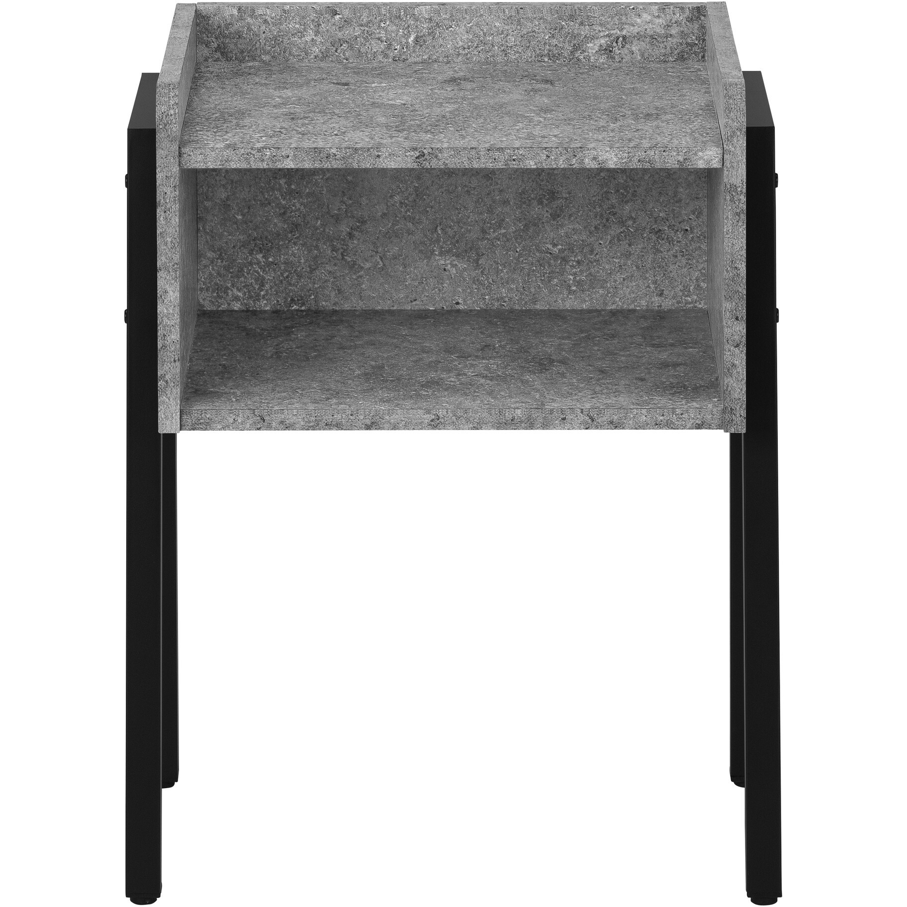 23 Black And Grey Faux Stone End Table With Shelf