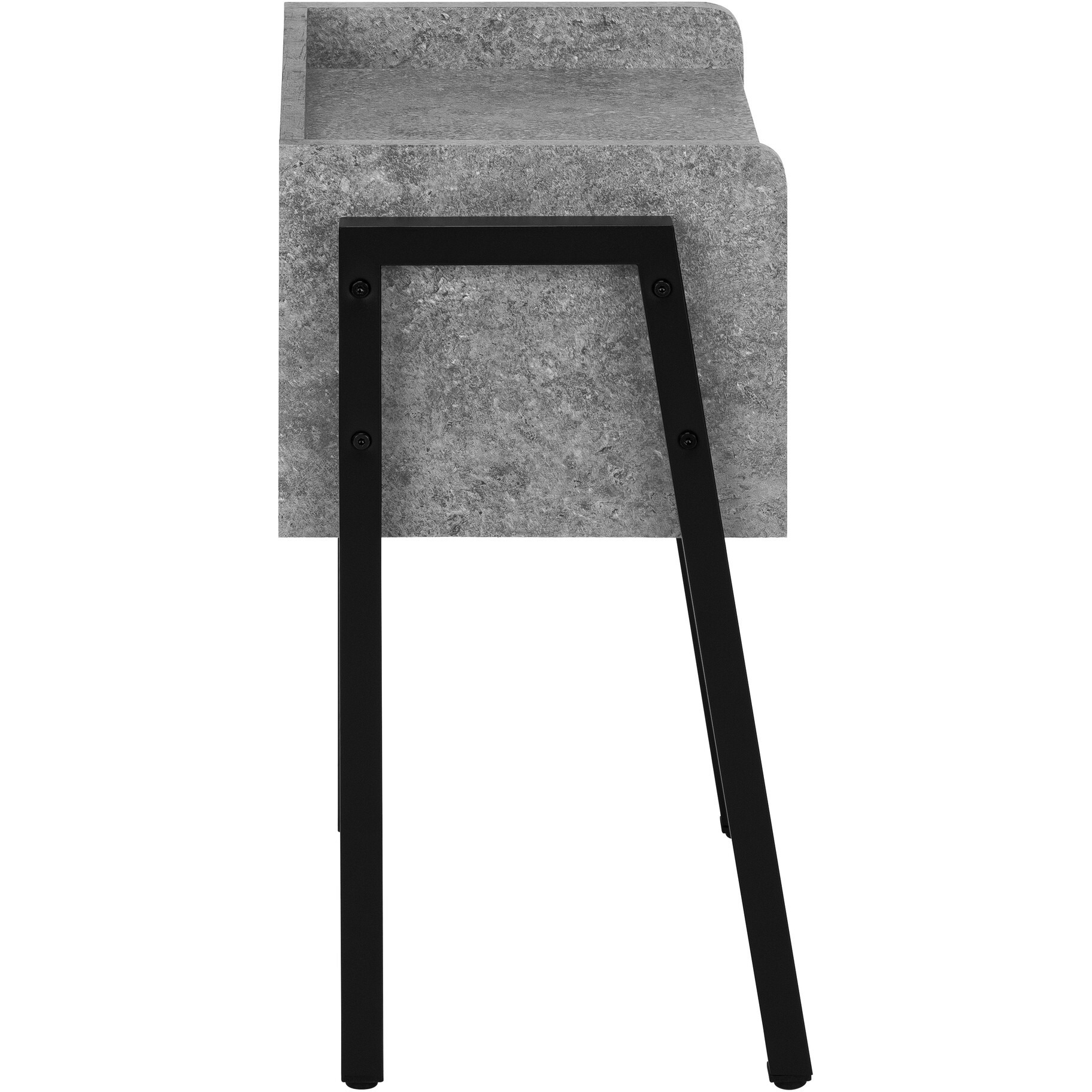 23 Black And Grey Faux Stone End Table With Shelf