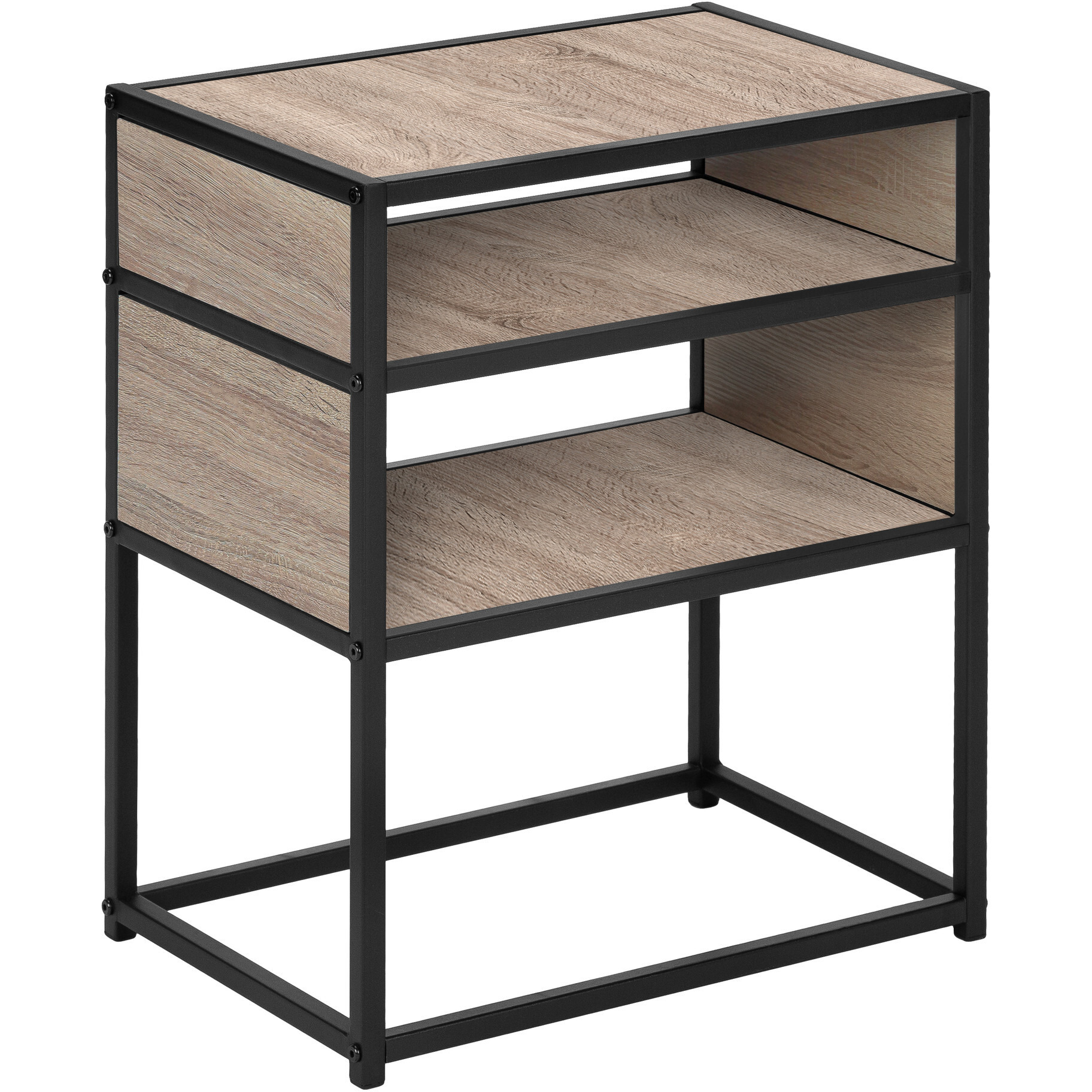 22 Black And Dark Taupe End Table With Two Shelves