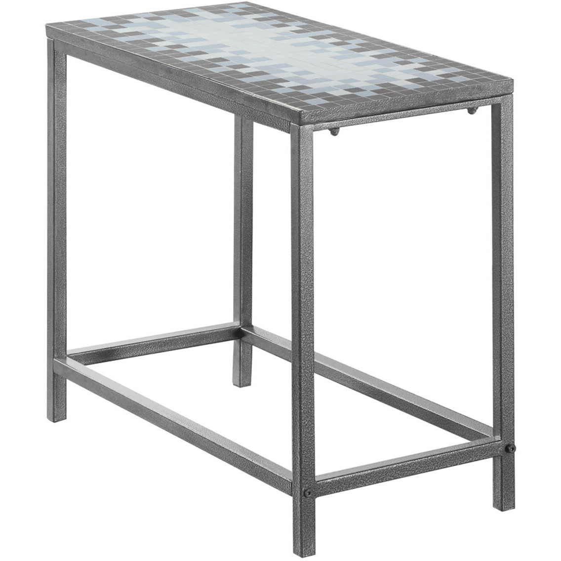22 Gray And White Tile End Table