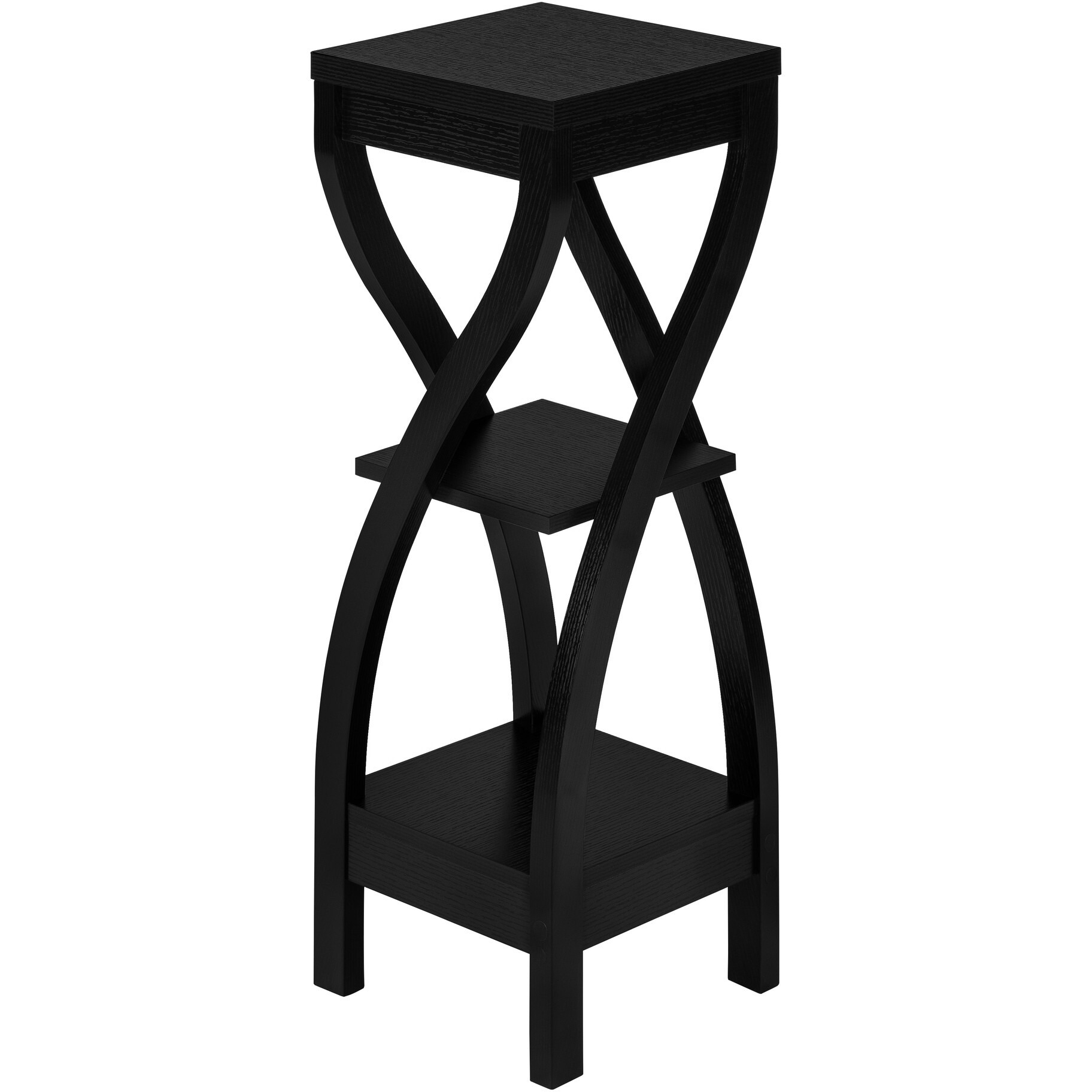 32 Black End Table With Two Shelves