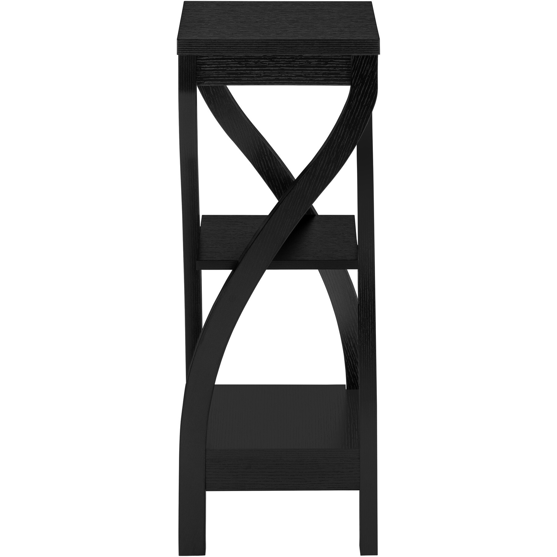 32 Black End Table With Two Shelves