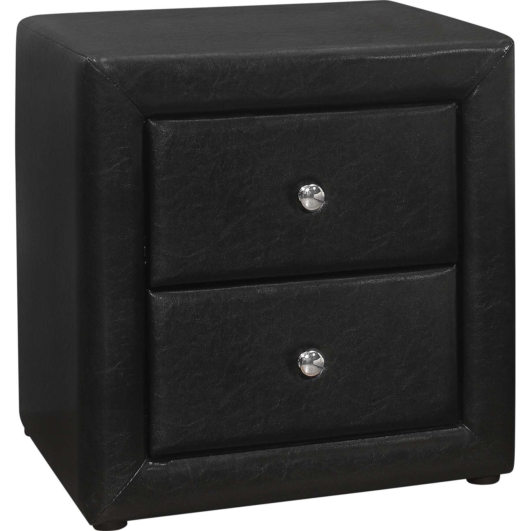 21 Black Faux Leather Two Drawer Nightstand