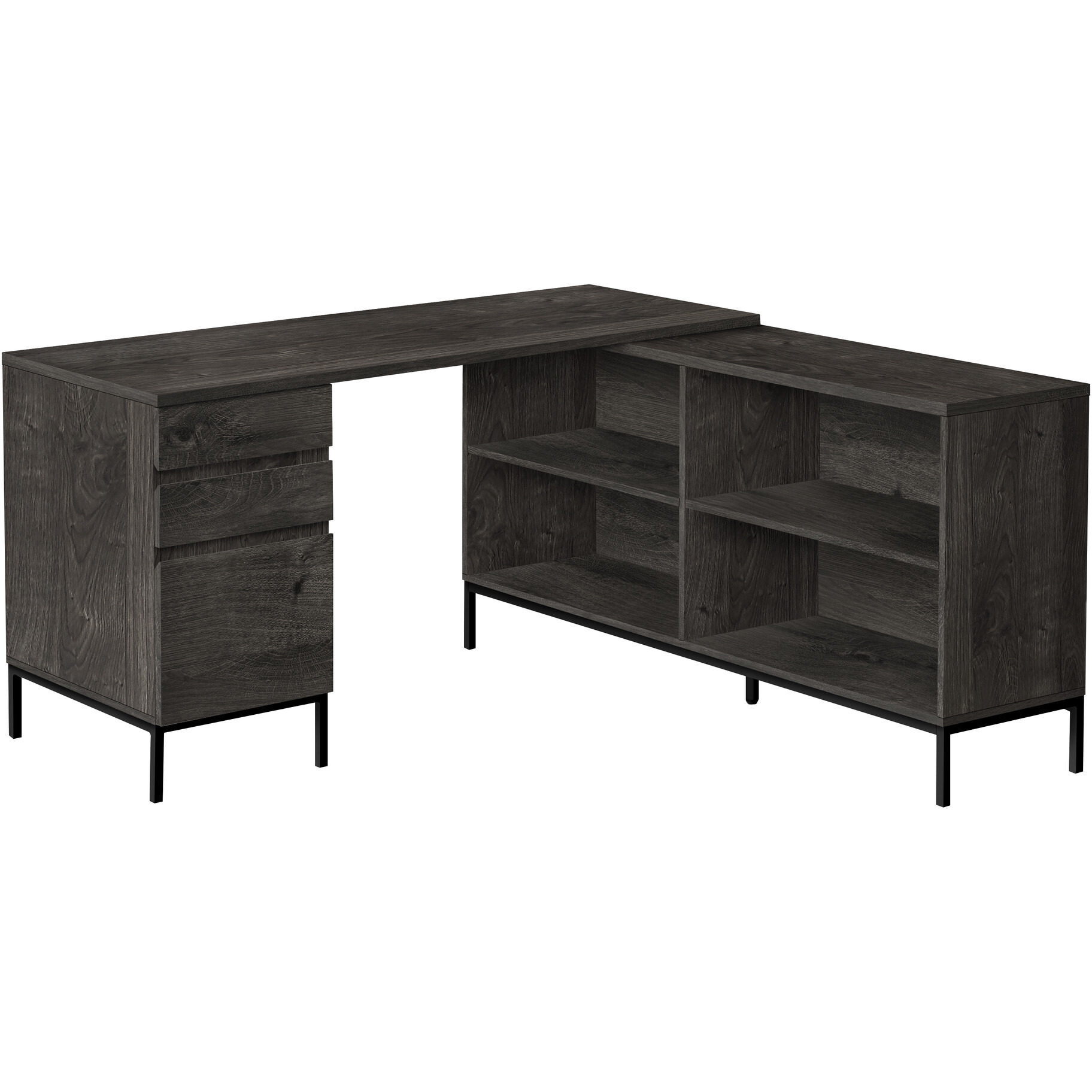 60 Dark Gray And Black Computer Desk