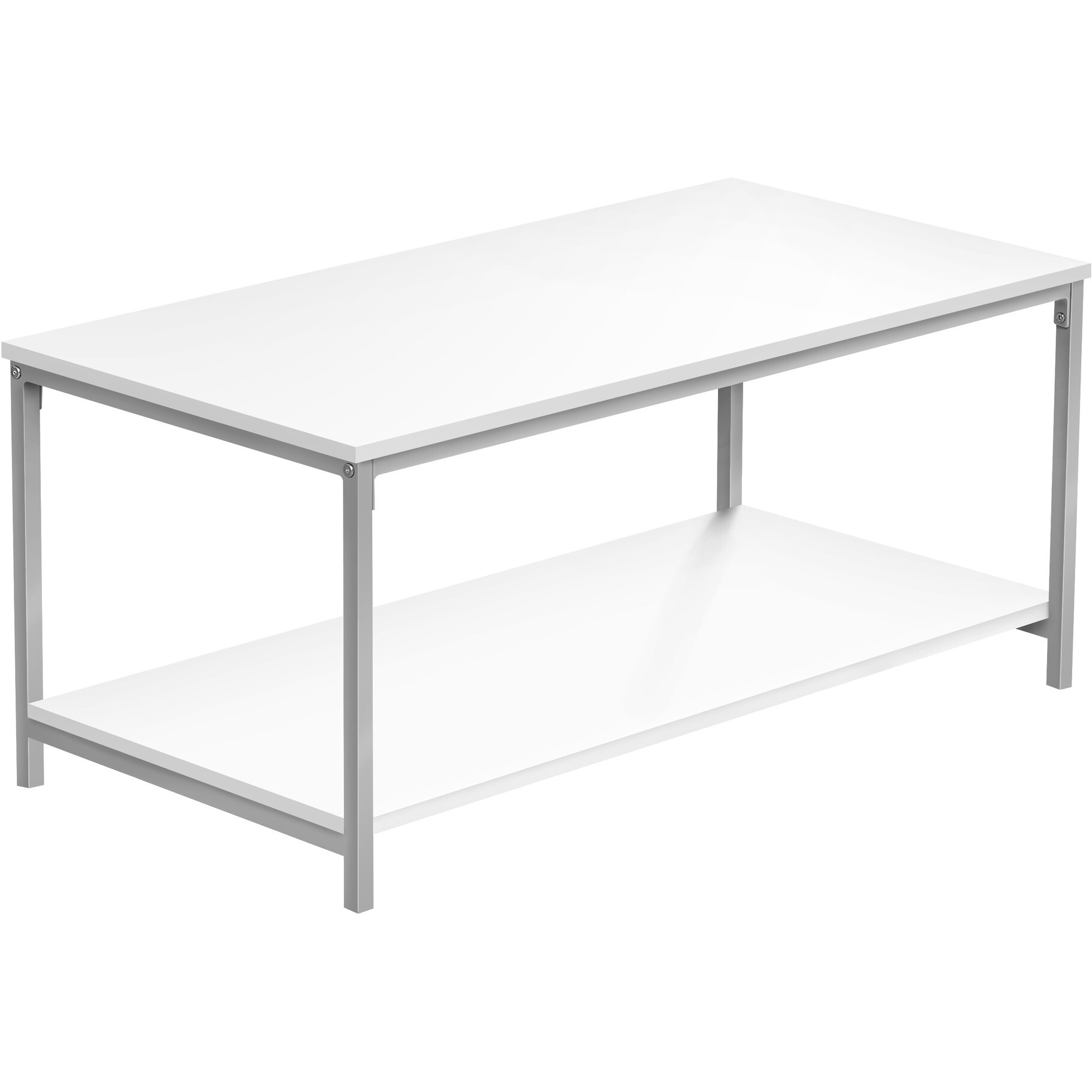 40 White And Silver Rectangular Coffee Table