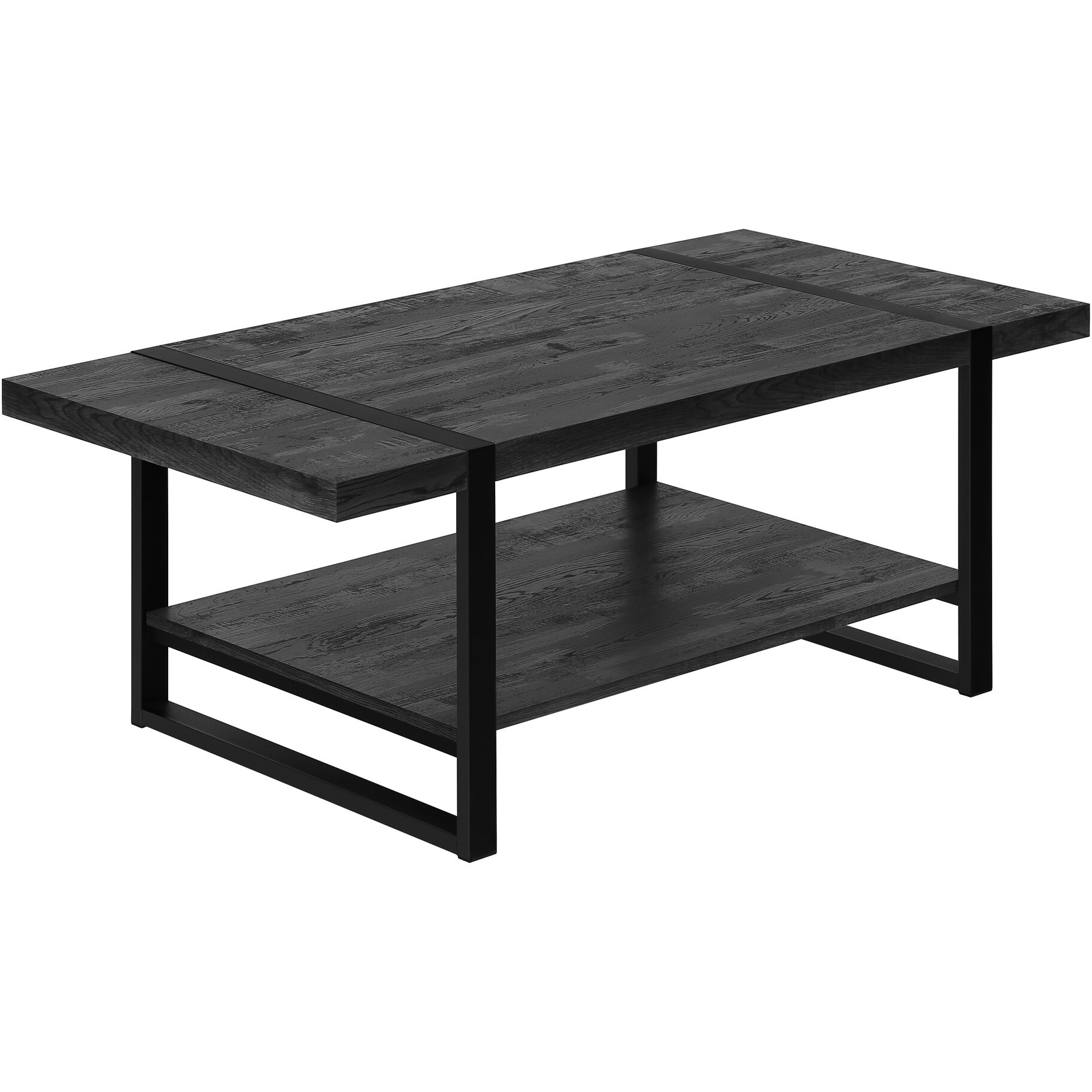 47 Black Rectangular Coffee Table With Shelf