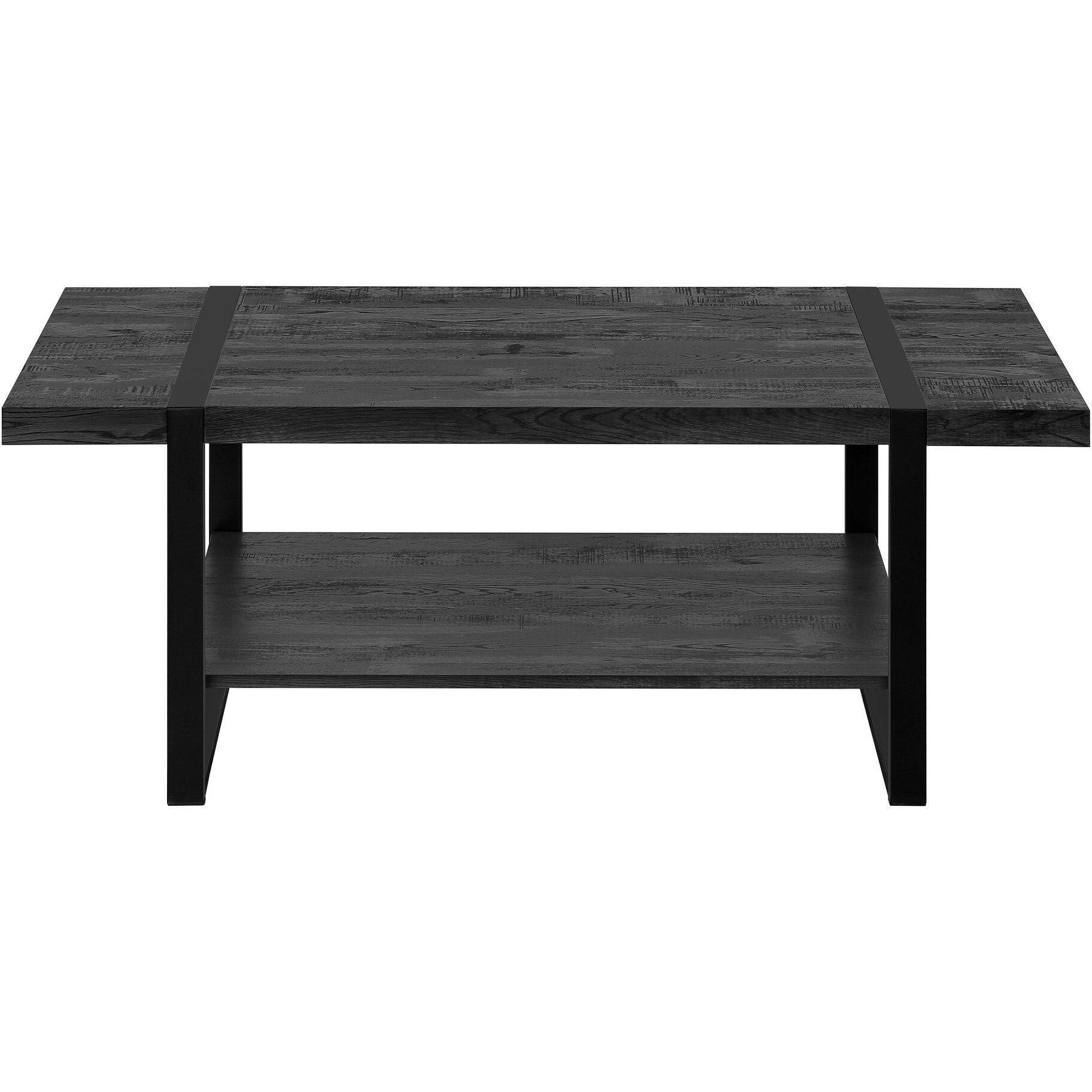 47 Black Rectangular Coffee Table With Shelf