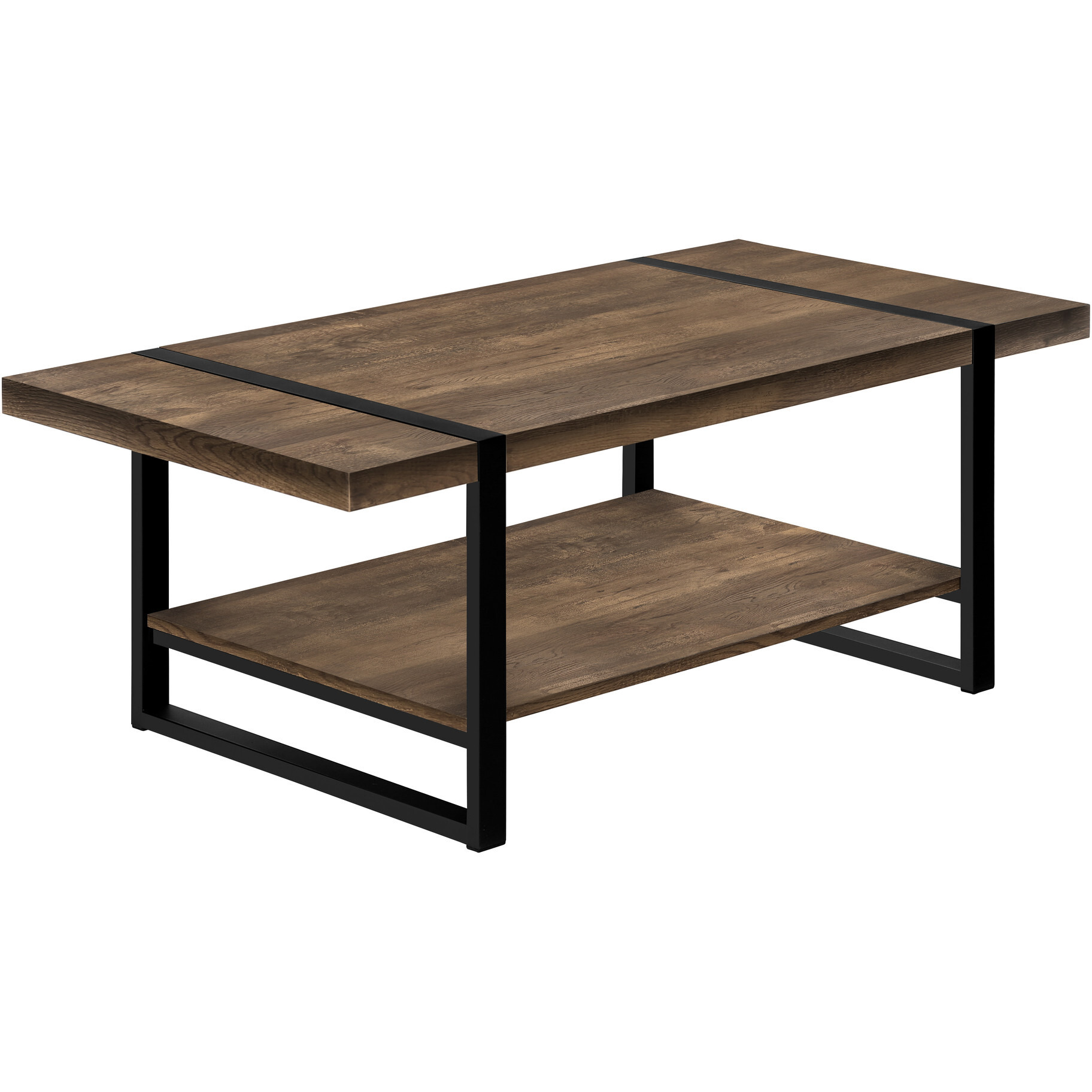 47 Brown And Black Rectangular Coffee Table With Shelf
