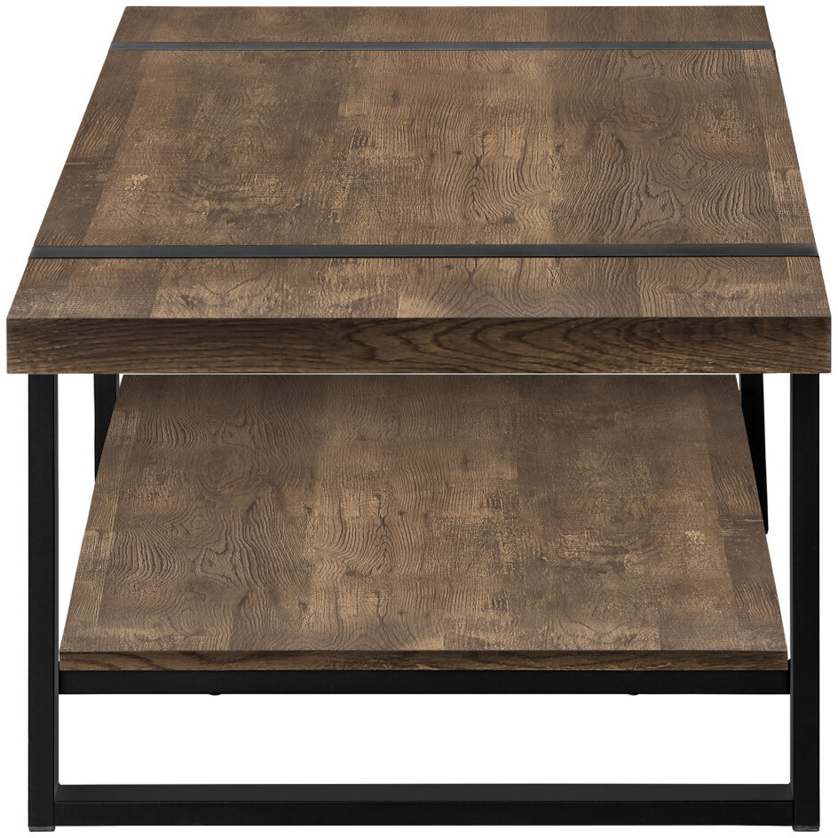 47 Brown And Black Rectangular Coffee Table With Shelf