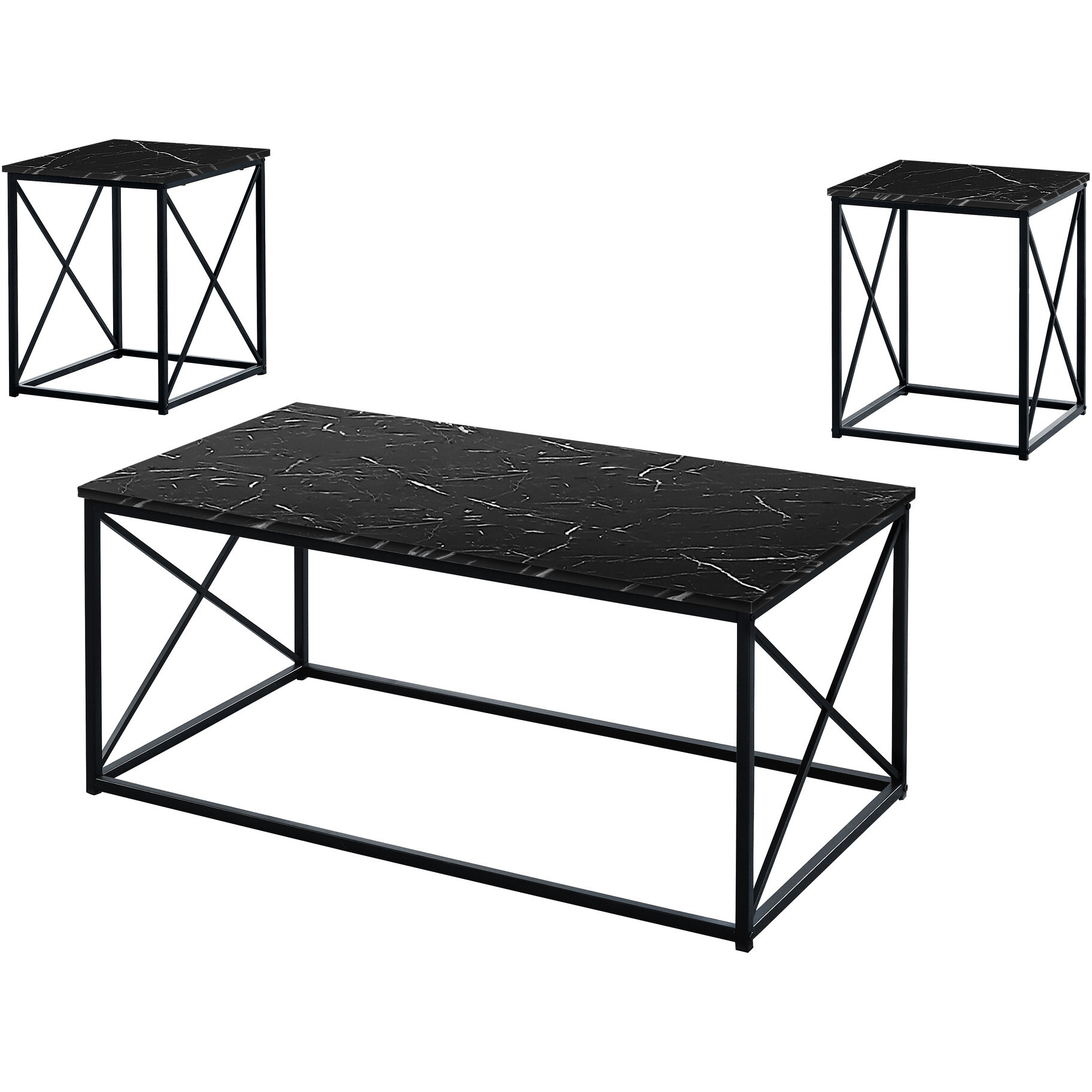 Set Of Three 42 Black Rectangular Coffee Table