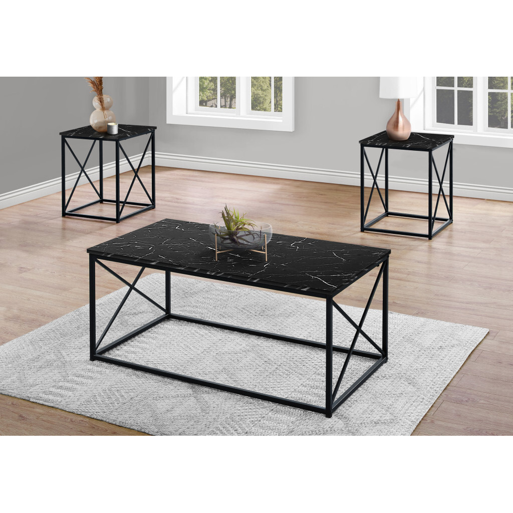 Set Of Three 42 Black Rectangular Coffee Table