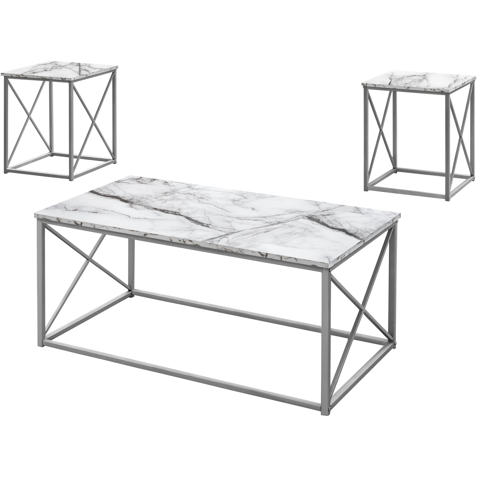 Set Of Three 42 White Rectangular Coffee Table